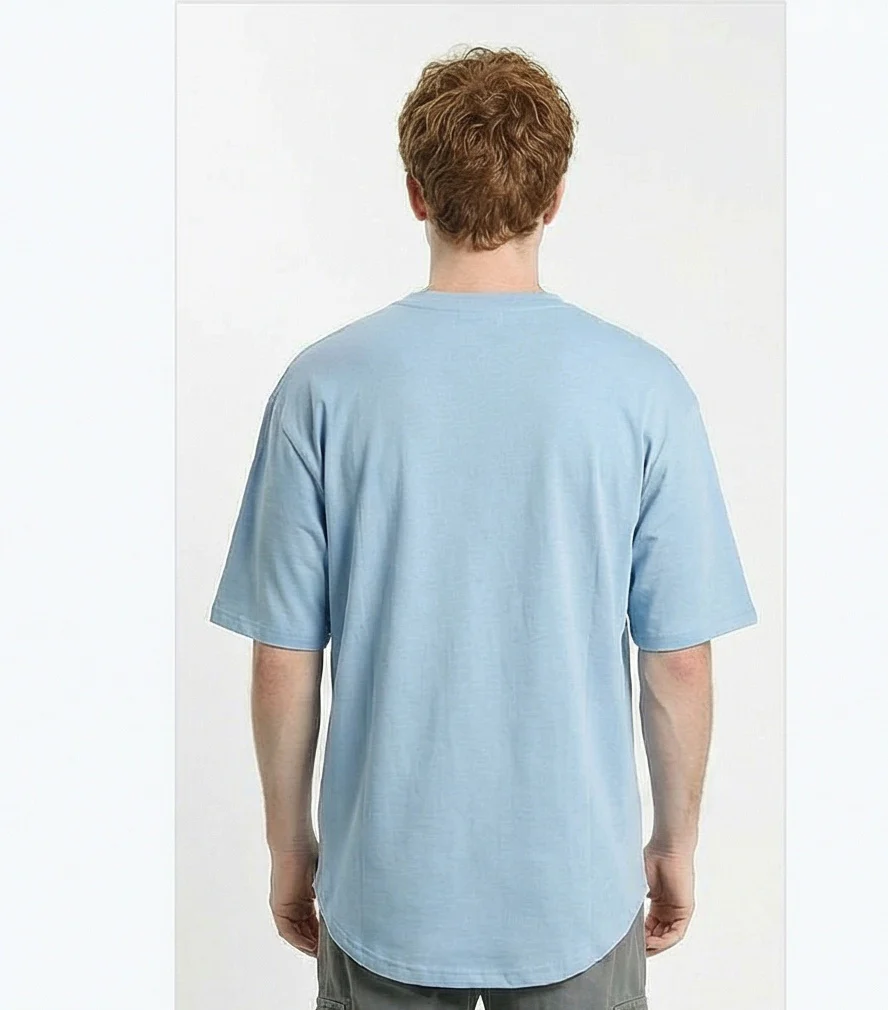 Sky Blue Oversized Curved Hem Tee - R217691 - Image 2