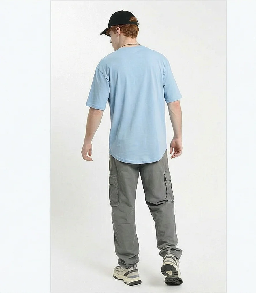 Sky Blue Oversized Curved Hem Tee - R217691 - Image 4