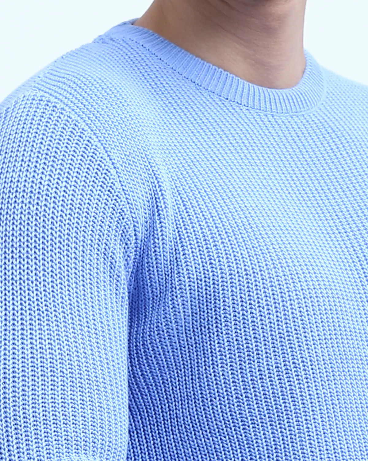 Sky Blue Ribbed Raglan Knit Pullover - O198294 - Image 4
