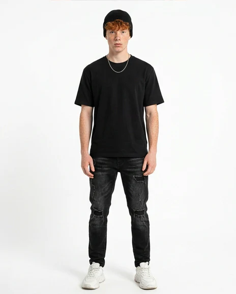 Slate Gray Minimalist Structured Tee - R217330 - Image 3