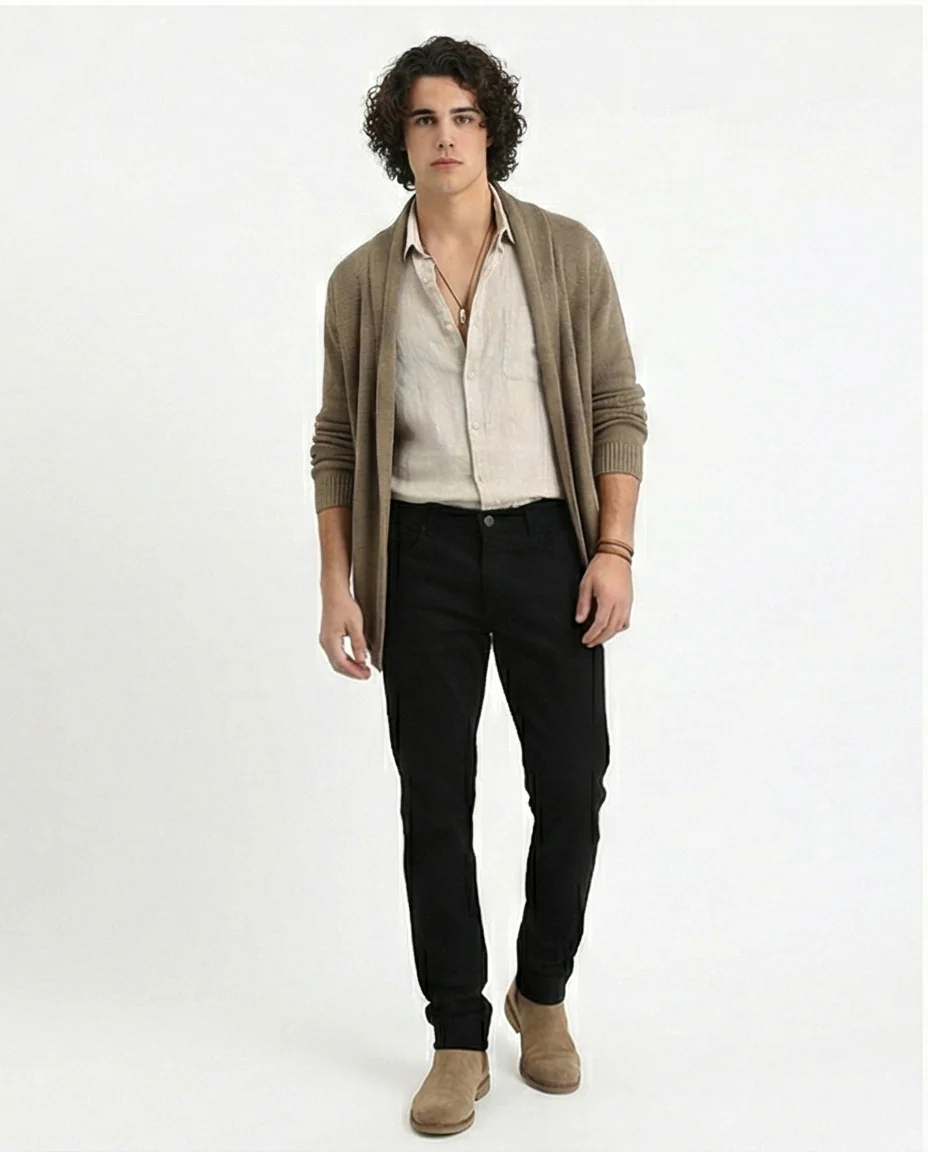 Sleek Slim-Fit Black Denim Jeans - O200507 - Image 4