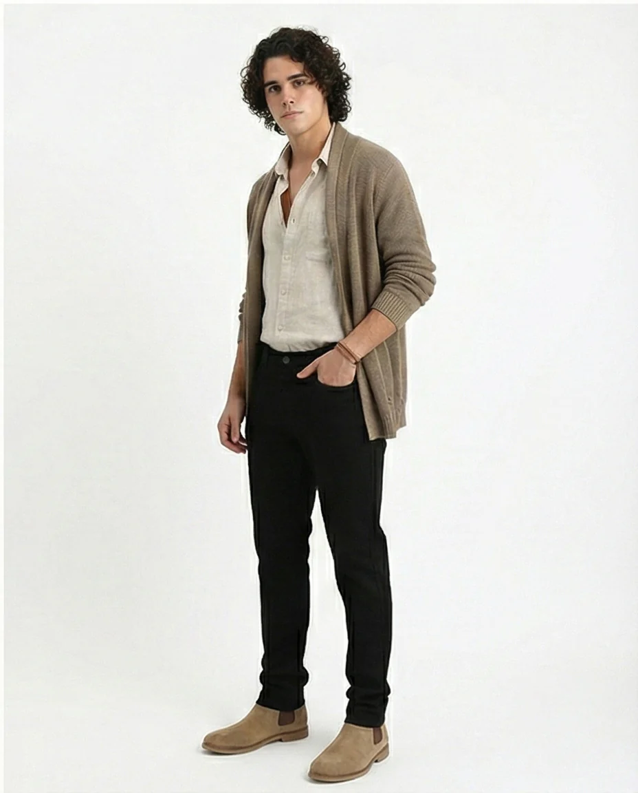 Sleek Slim-Fit Black Denim Jeans - O200507 - Image 5