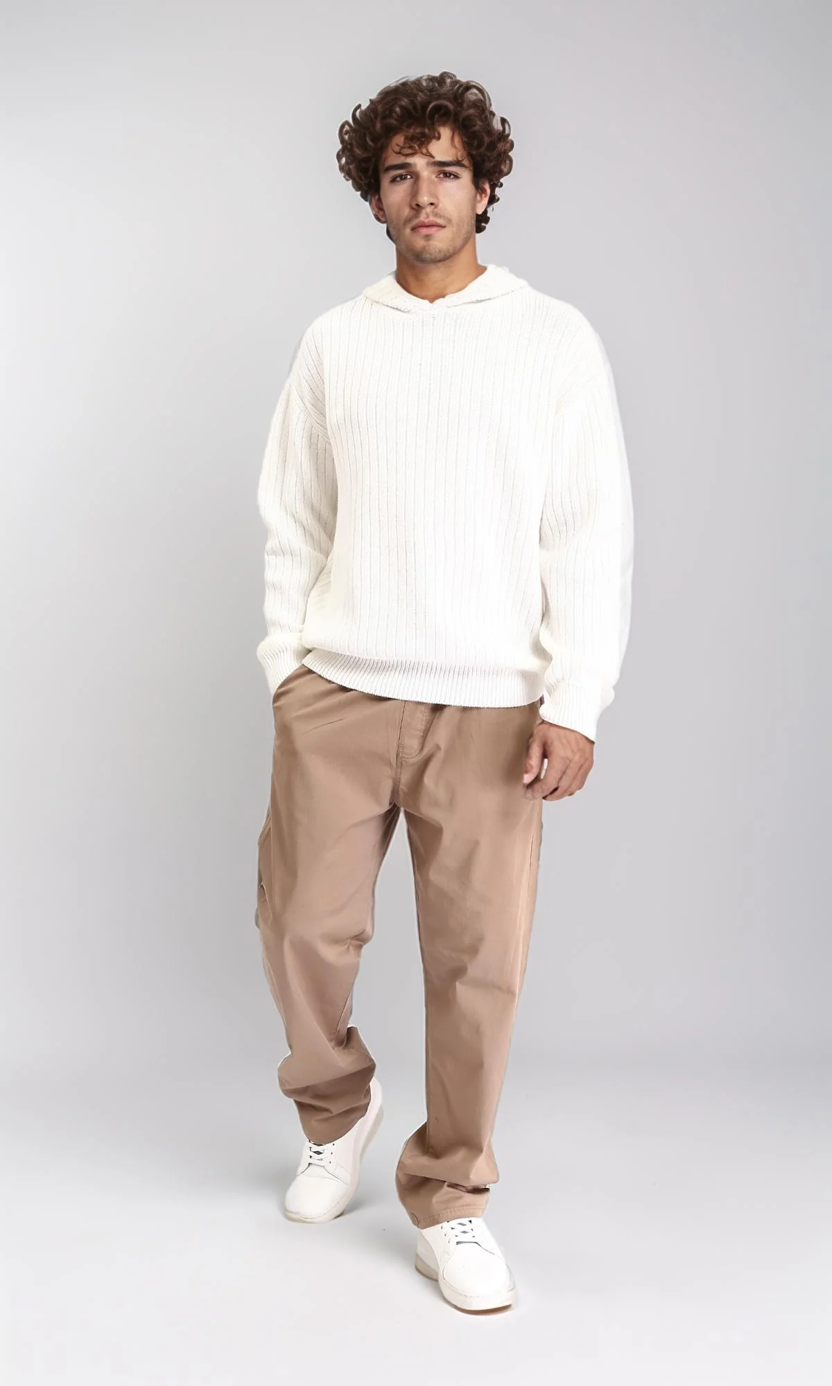 R213322 - Slip On Comfy Pants with Elastic Waist - Light Brown - Image 5