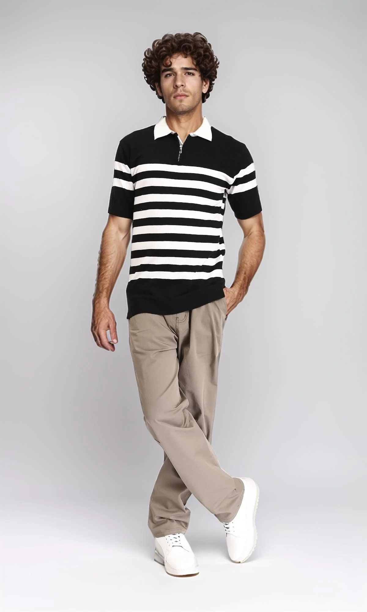 R213321 - Slip On Comfy Pants with Elastic Waist - Light Coffee - Image 5