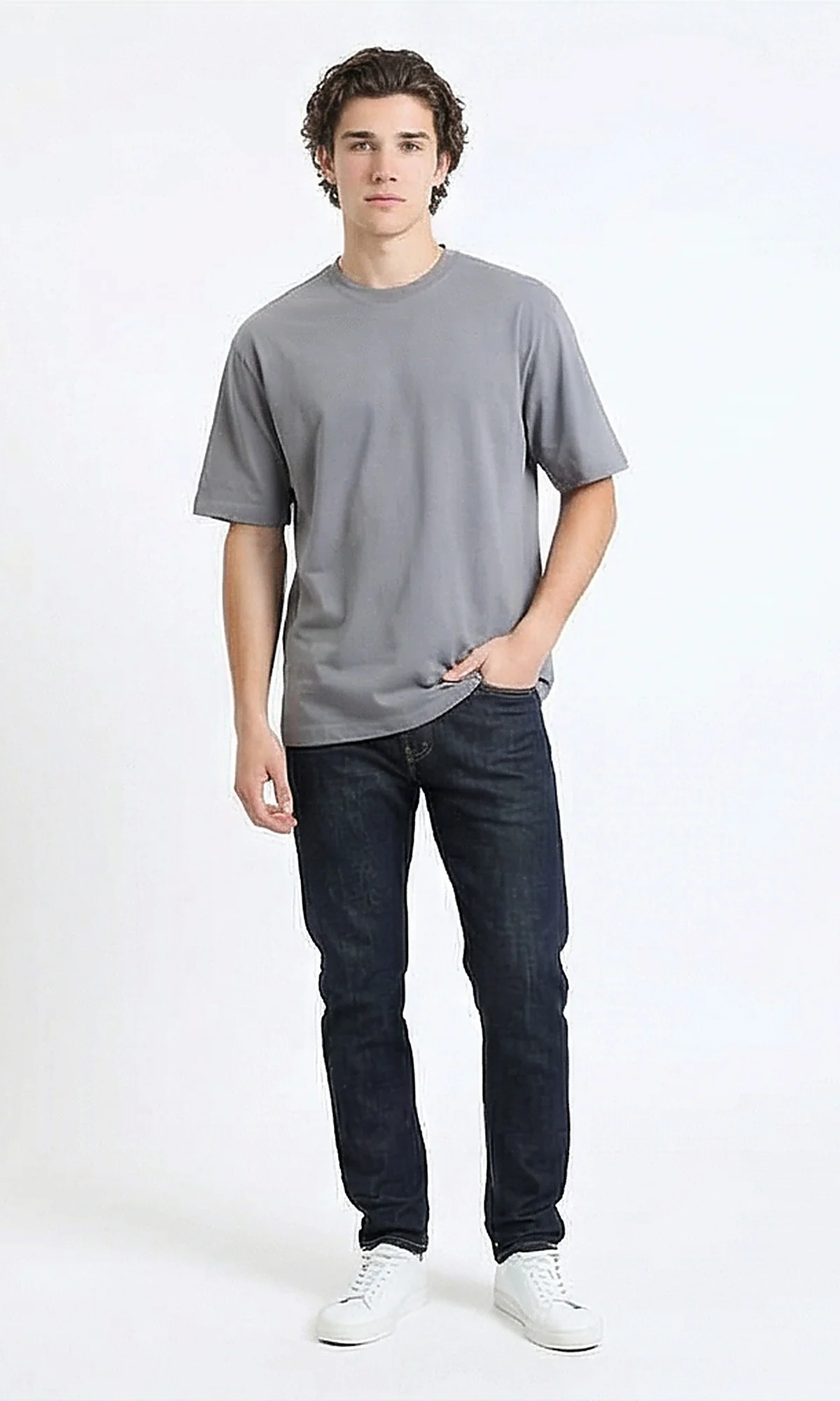 R216115 - Slip On Elbow Sleeves Comfy Tee - Medium Grey - Image 5