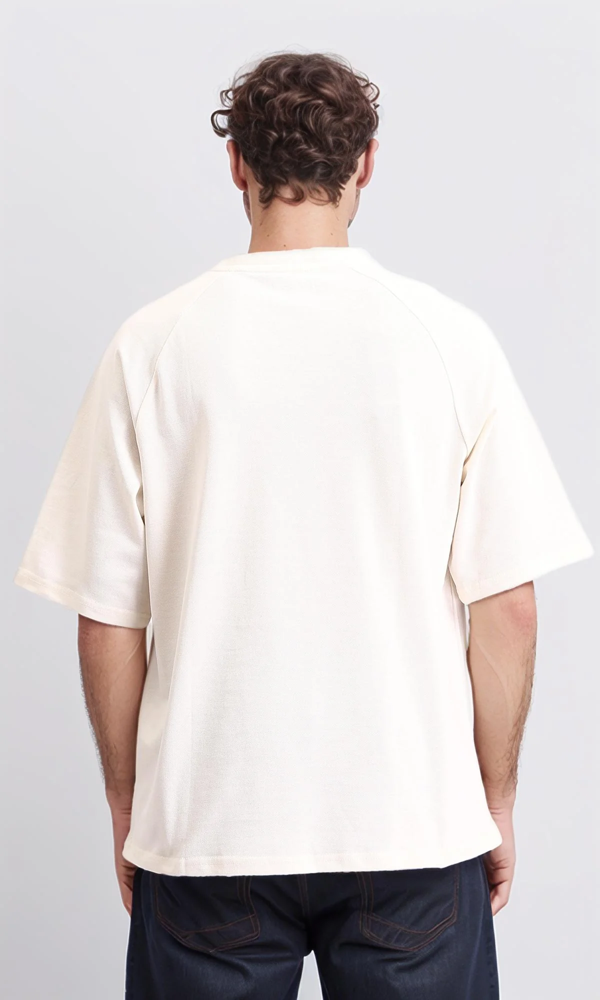 R208741 - Slip On Elbow Sleeves Solid Tee - Cream - Image 2