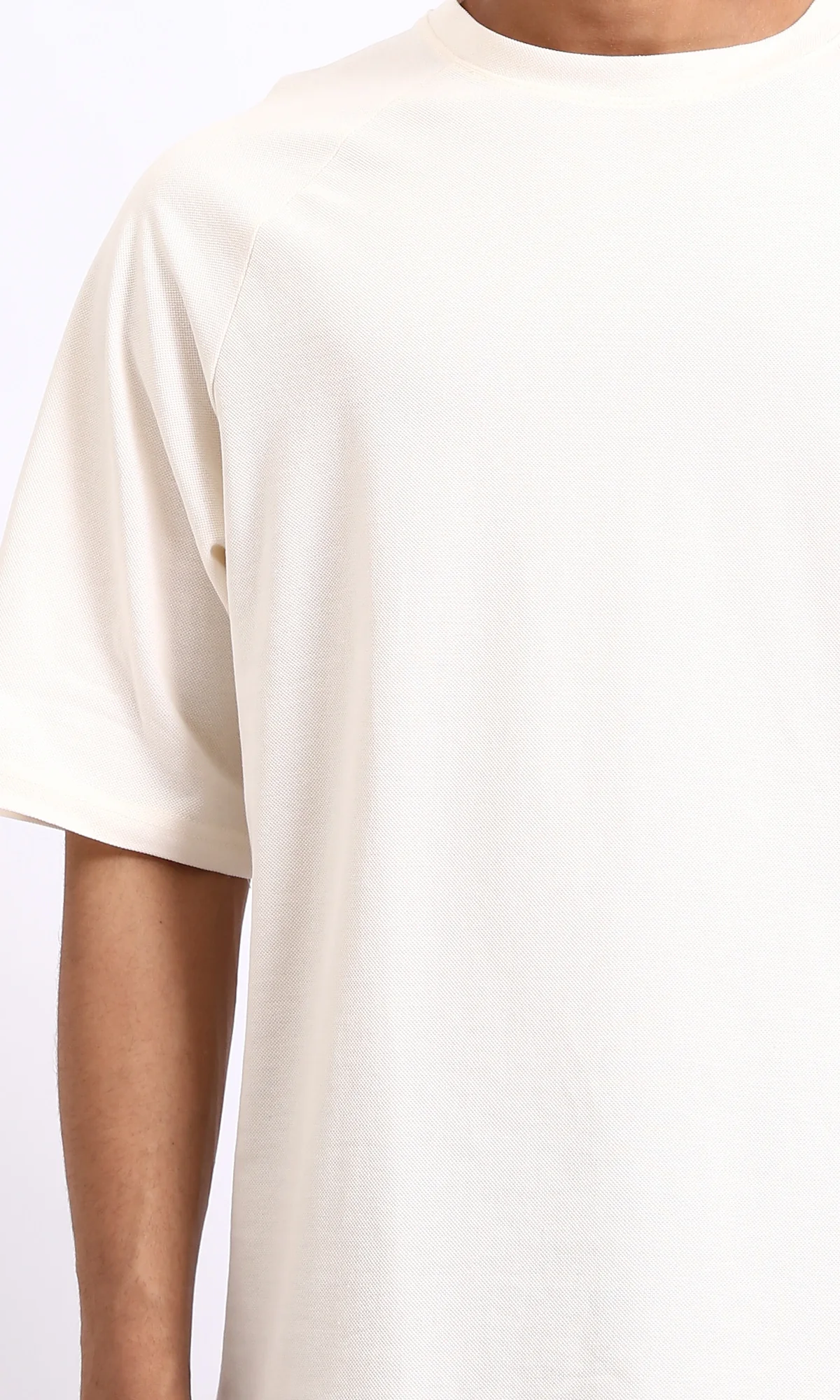 R208741 - Slip On Elbow Sleeves Solid Tee - Cream - Image 3