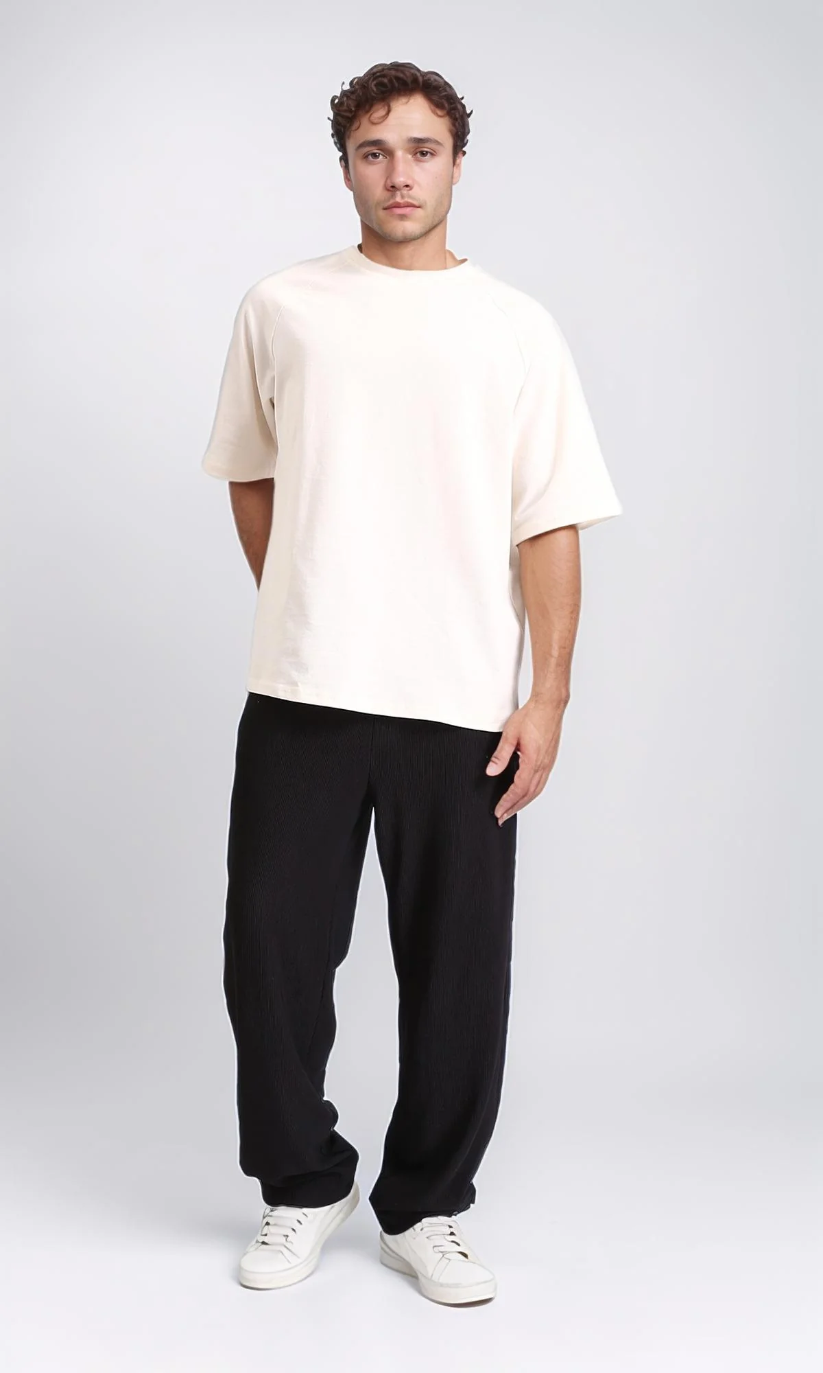 R208741 - Slip On Elbow Sleeves Solid Tee - Cream - Image 4