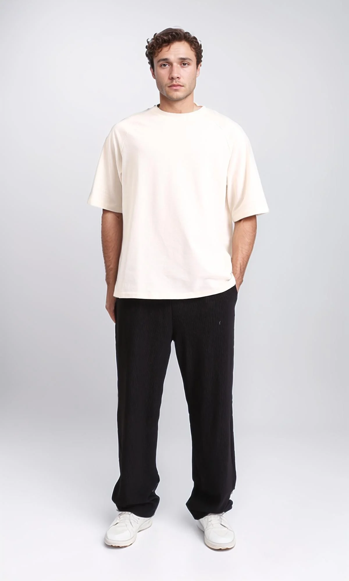 R208741 - Slip On Elbow Sleeves Solid Tee - Cream - Image 5