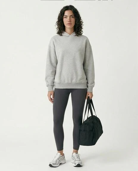 Slip On Long Sleeves Casual Hoodie - Heather Grey - R212038 - Image 4