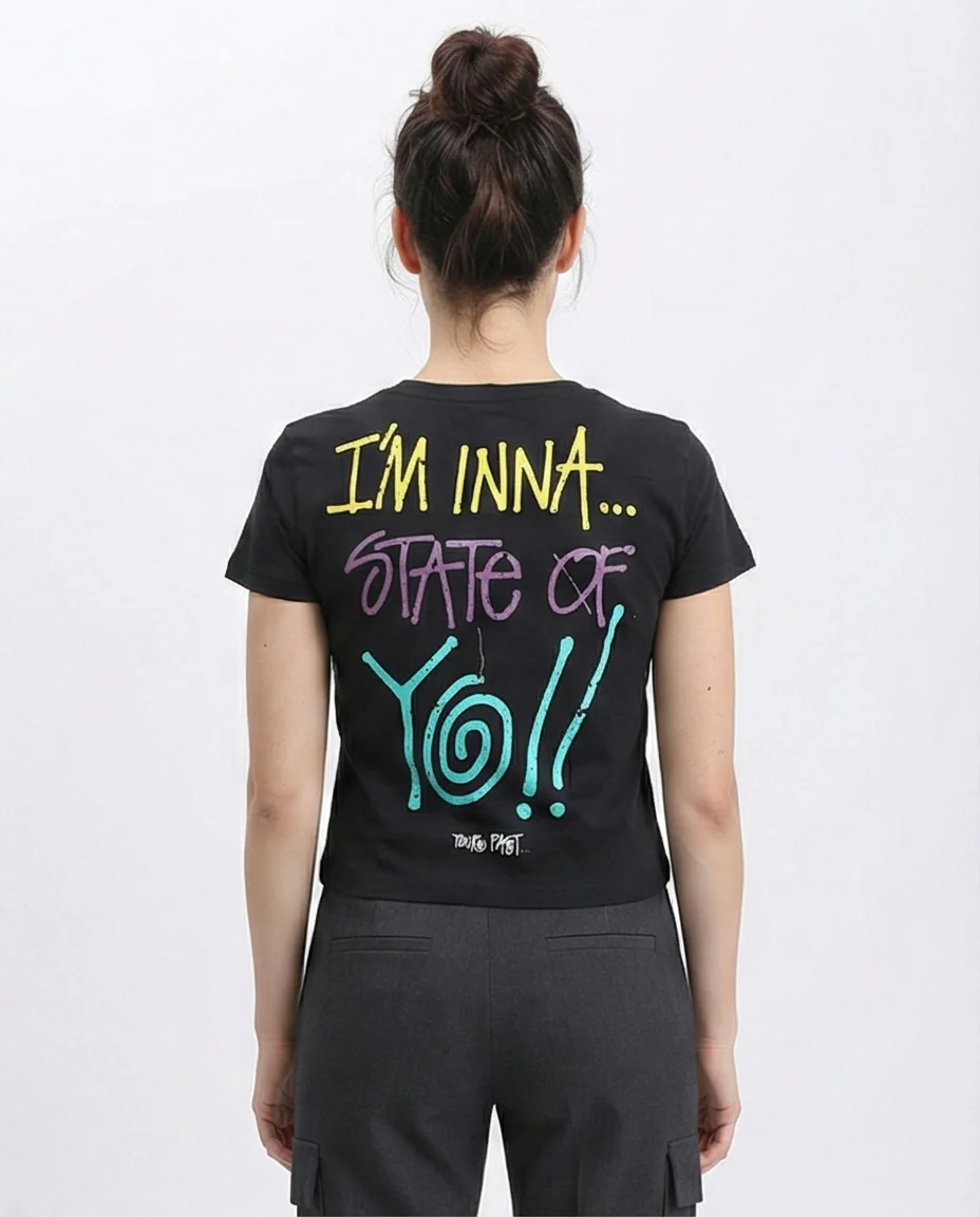 R211027 - Slip On Printed Regular Tee - Black - Image 2