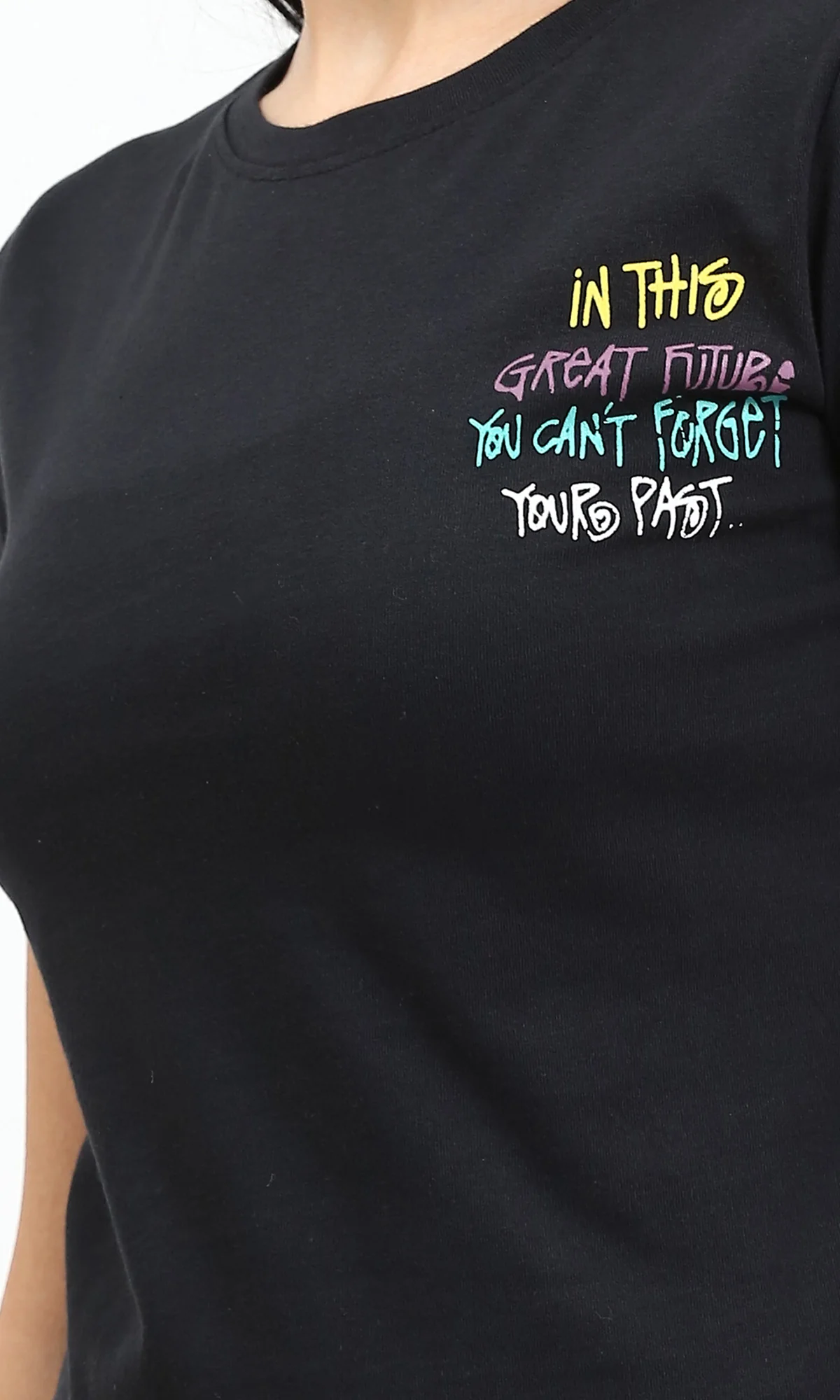 R211027 - Slip On Printed Regular Tee - Black - Image 3