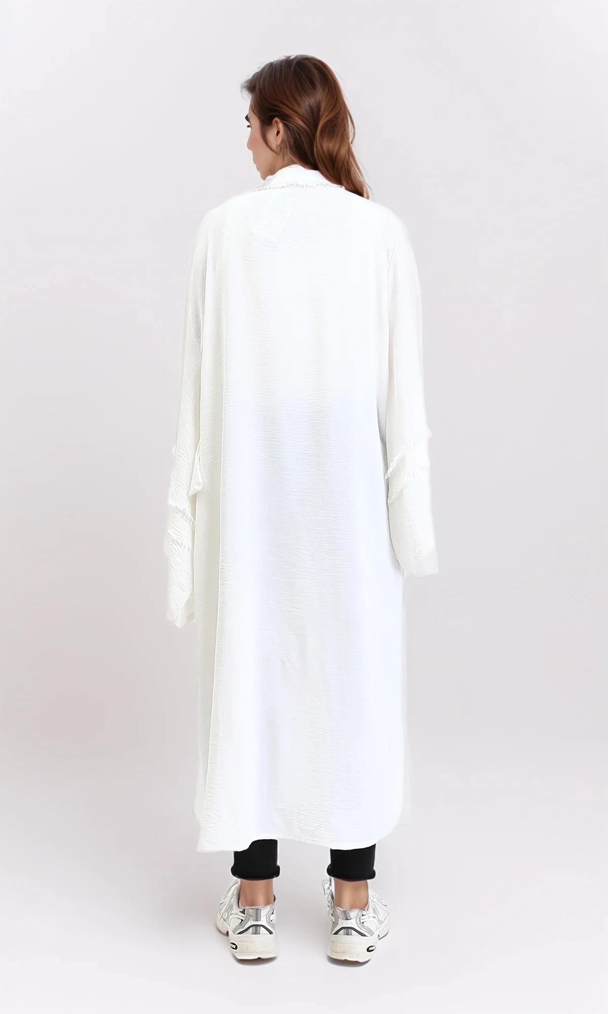 R206976 - Slip On Textured Long Cardigan - Off-White - Image 2