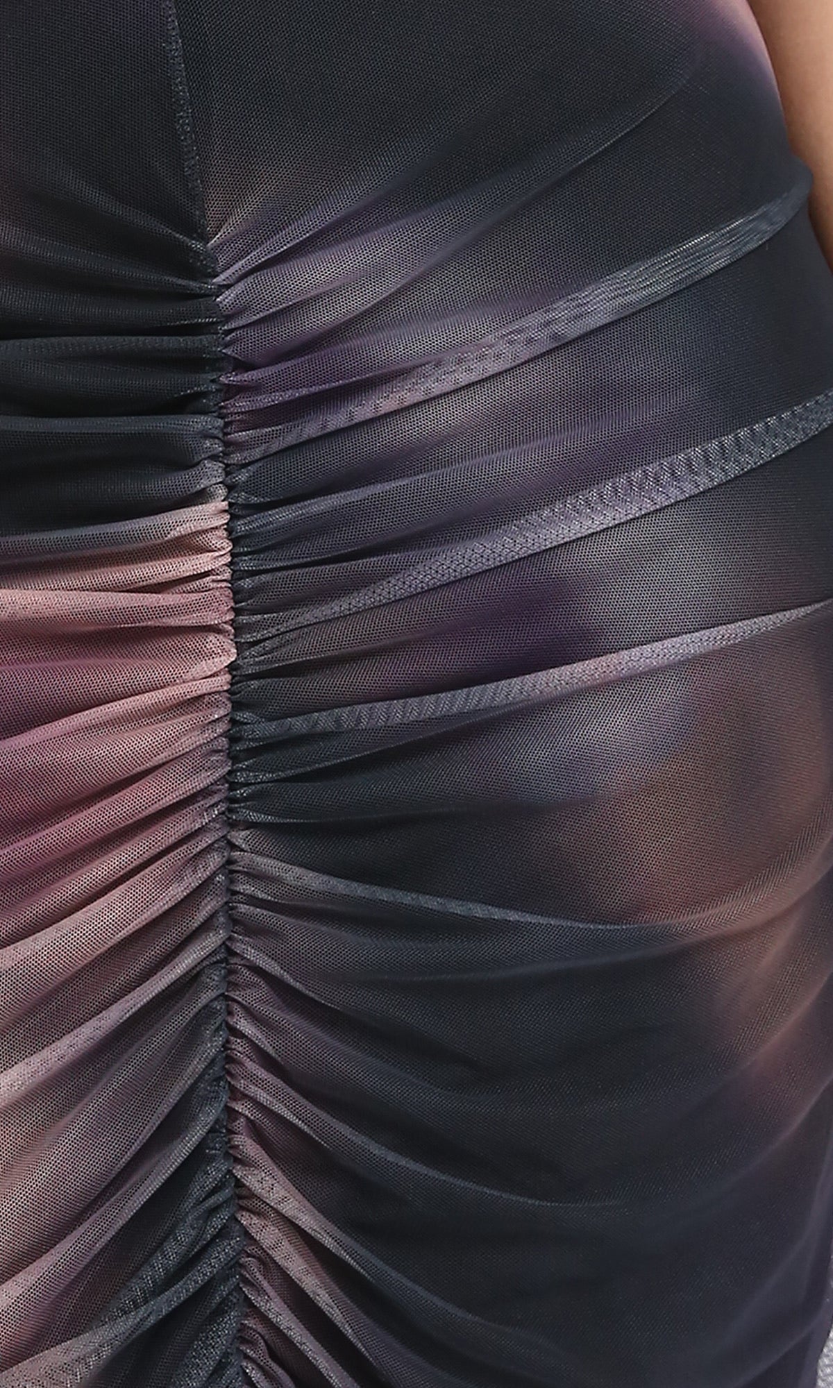 R209248 - Slip On Tulle Skirt with Front Slit - Coffee & Black - Image 3