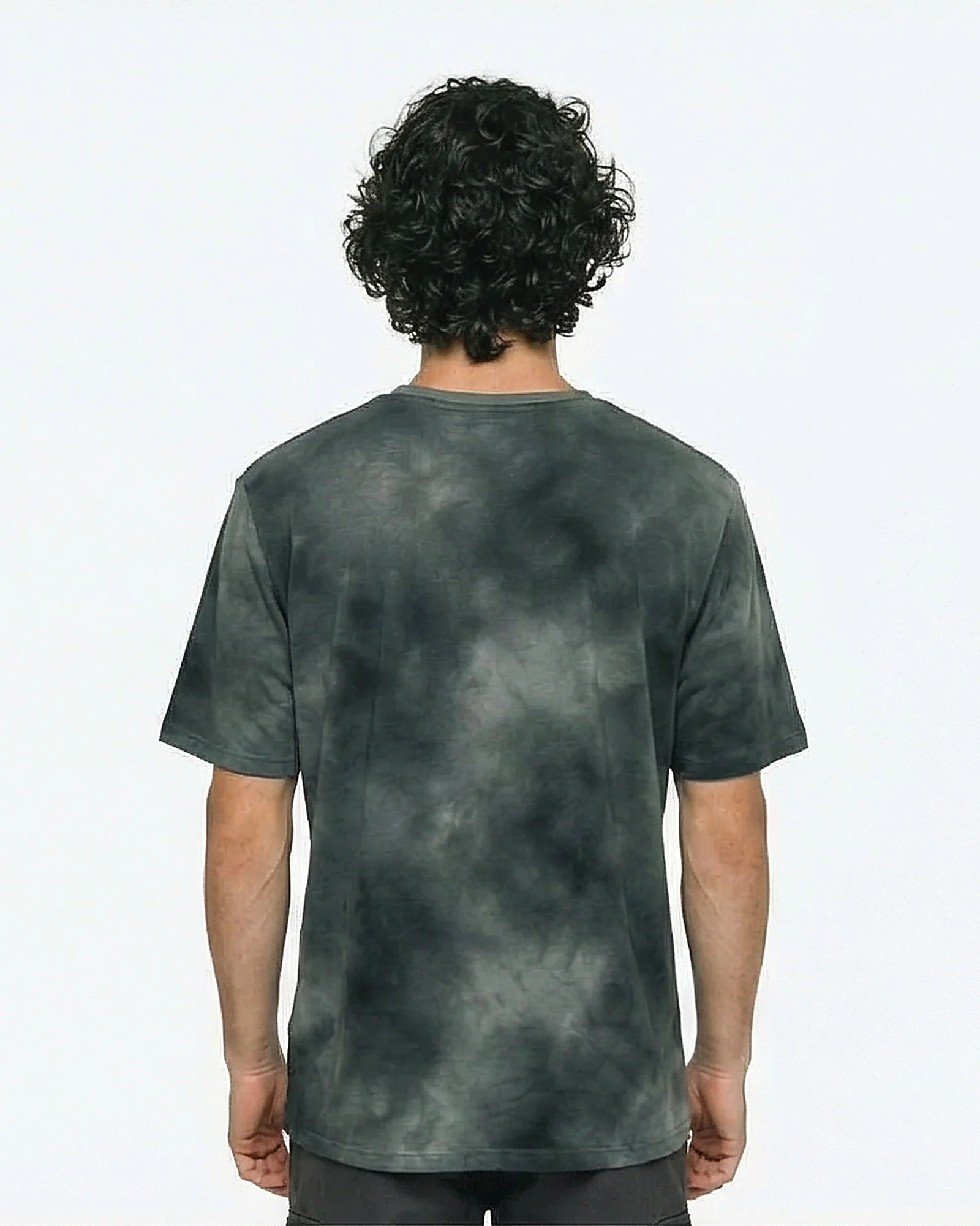 Smokey Grey Abstract Tie-Dye Crew Neck T-Shirt - Image 2