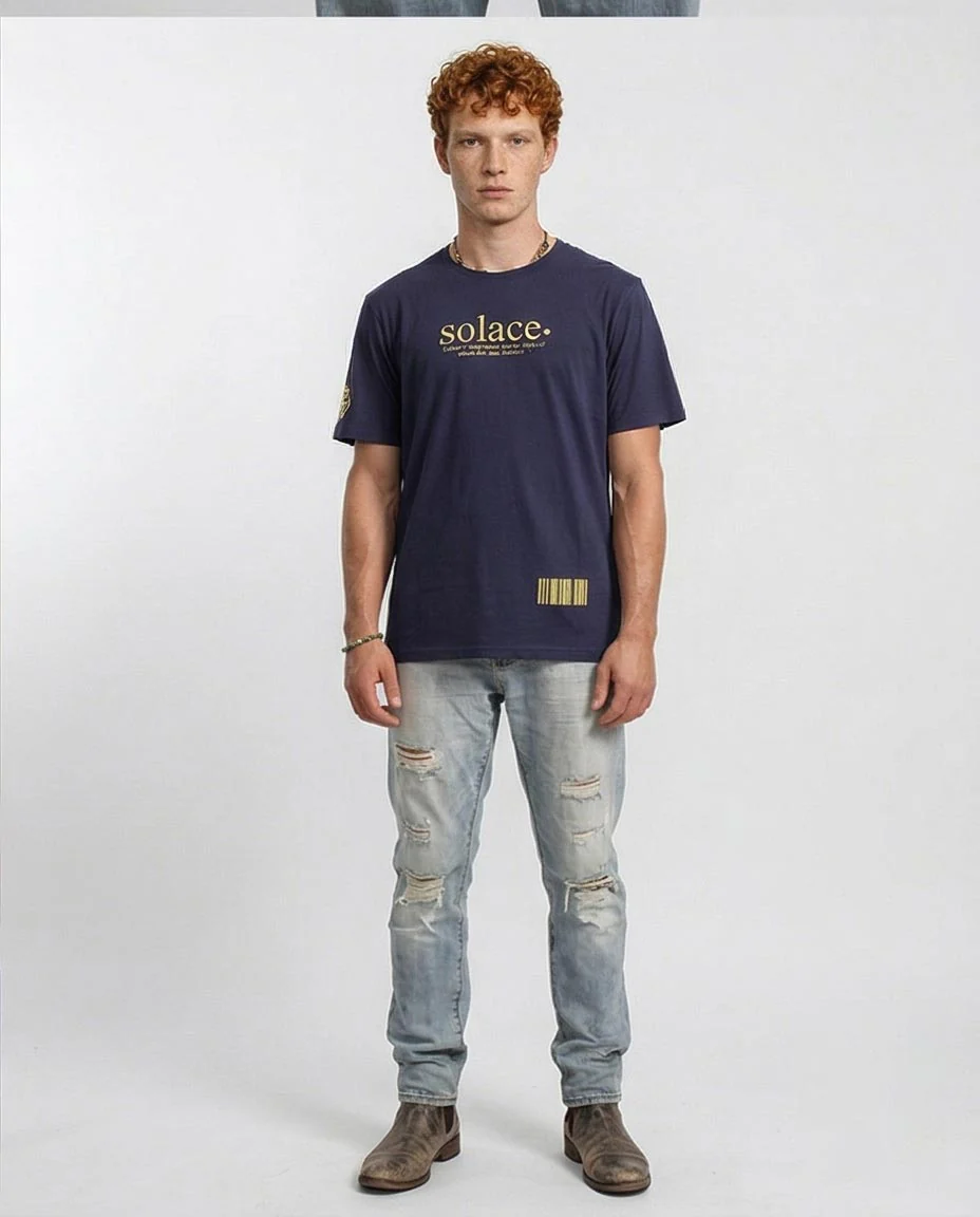 Ravin Solace Collection: Navy Blue Butterfly & Floral Graphic Tee - O203085 - Image 4