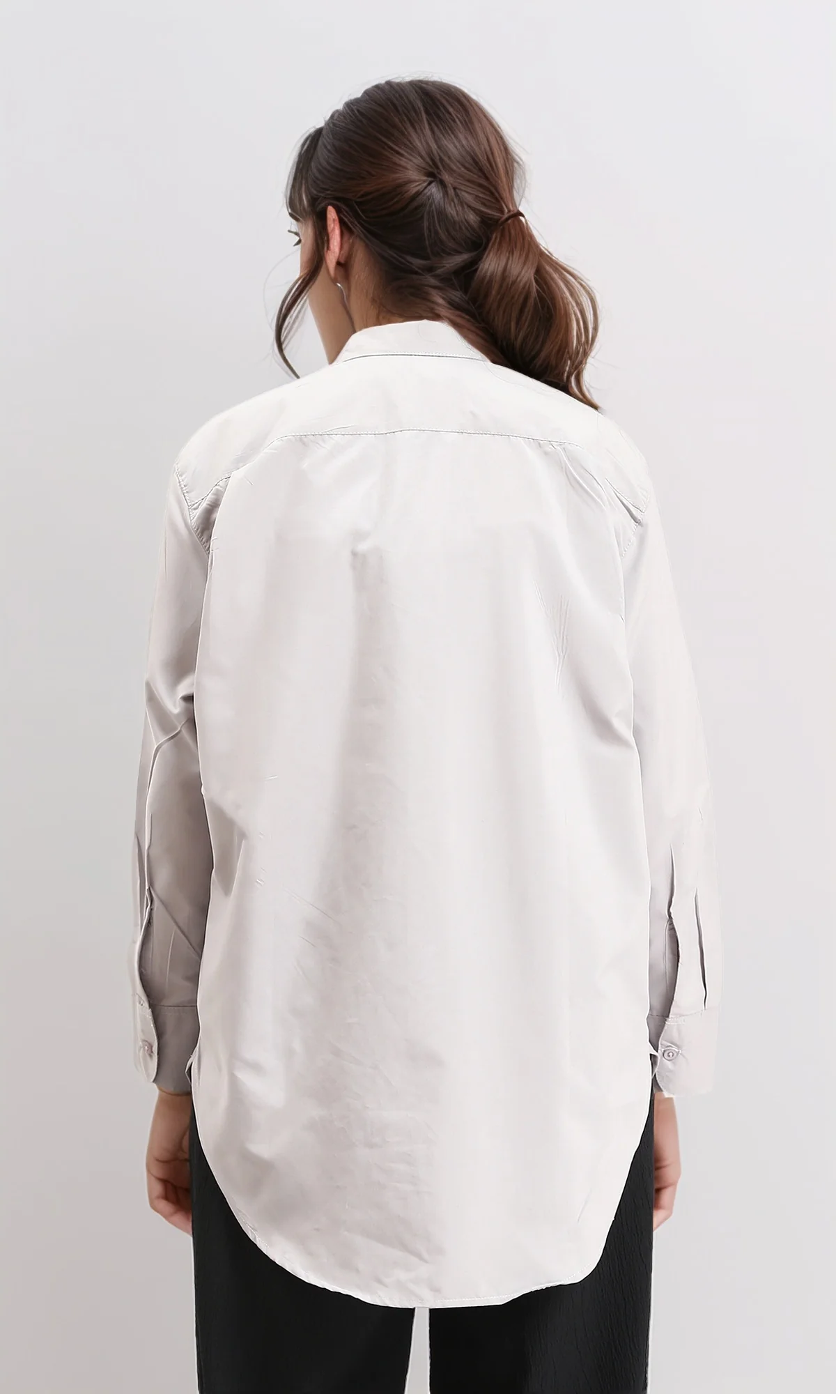 R210574 - Solid Buttoned Down Long Sleeves Shirt - Grey - Image 2