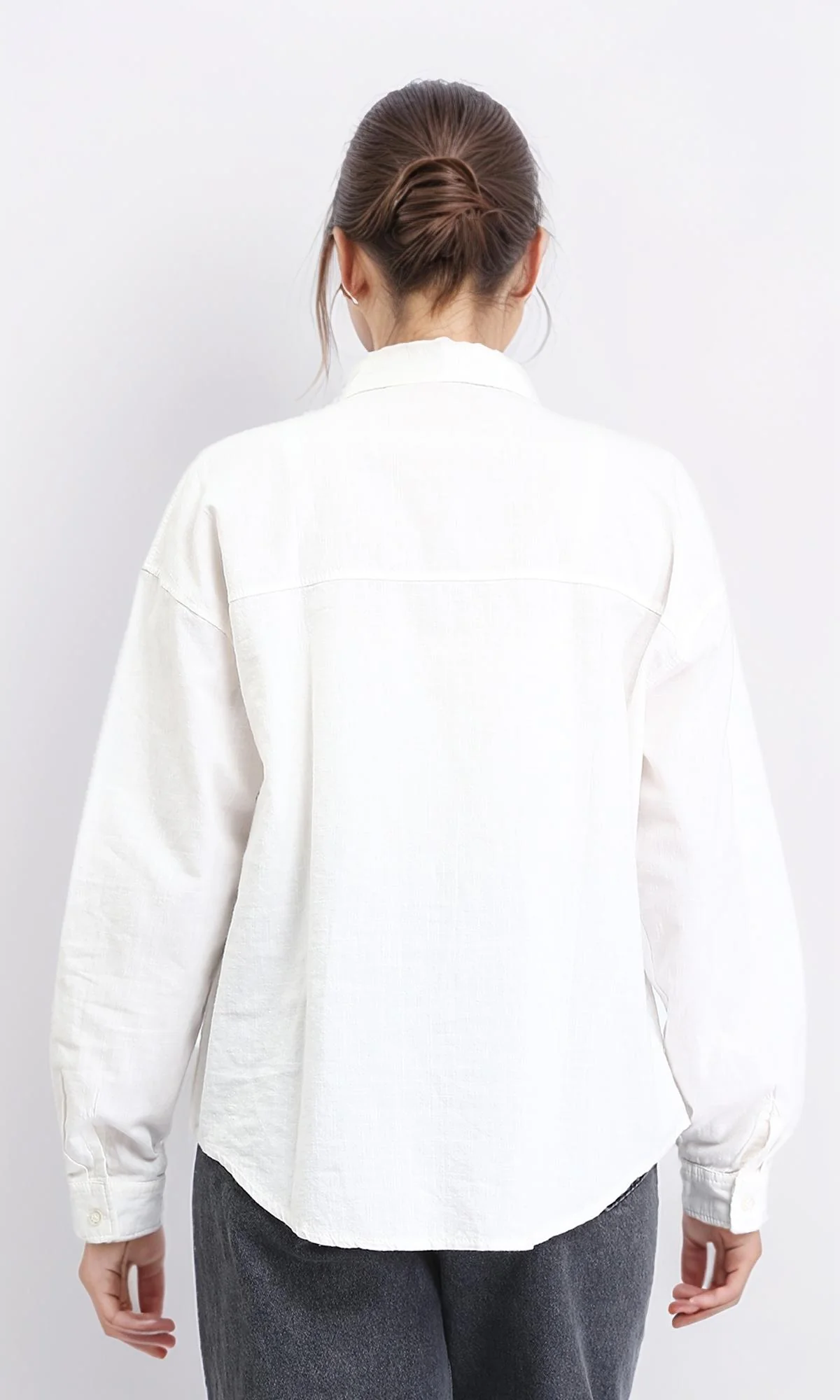 R208767 - Solid Buttoned shirt with Patched Pockets - Off-White - Image 2