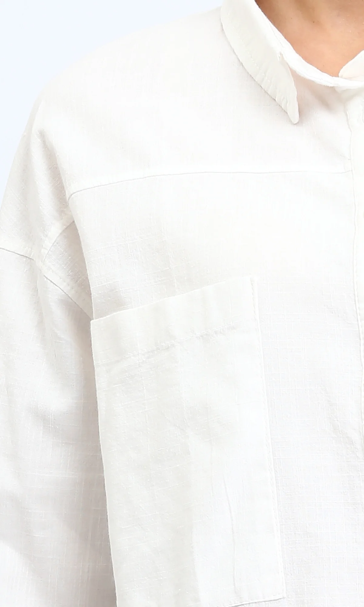 R208767 - Solid Buttoned shirt with Patched Pockets - Off-White - Image 3