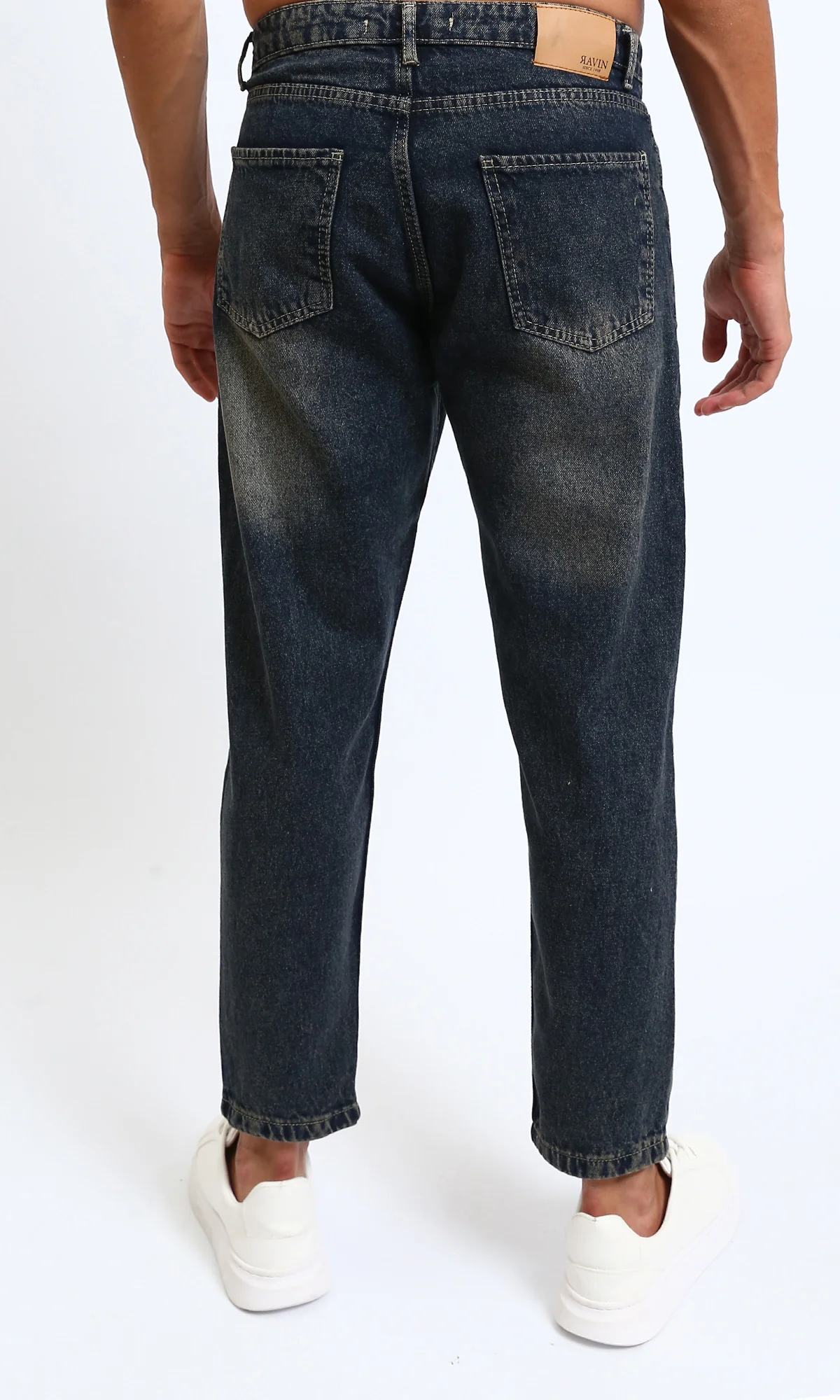 R213317 - Solid Casual Jeans with Front Wash - Brownish Navy Blue - Image 2