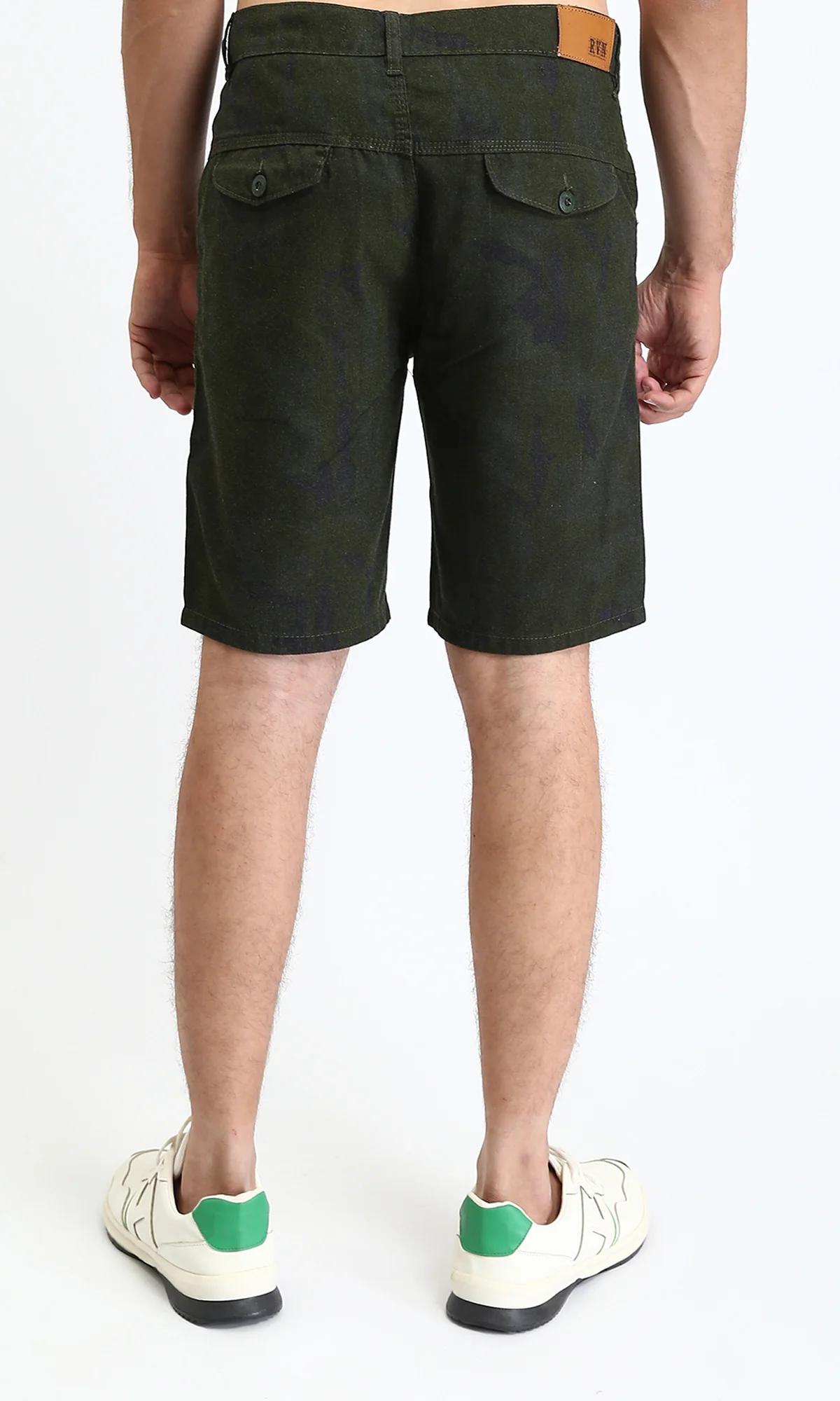 R204539 - Solid Cotton Casual Shorts - Dark Olive - Image 2
