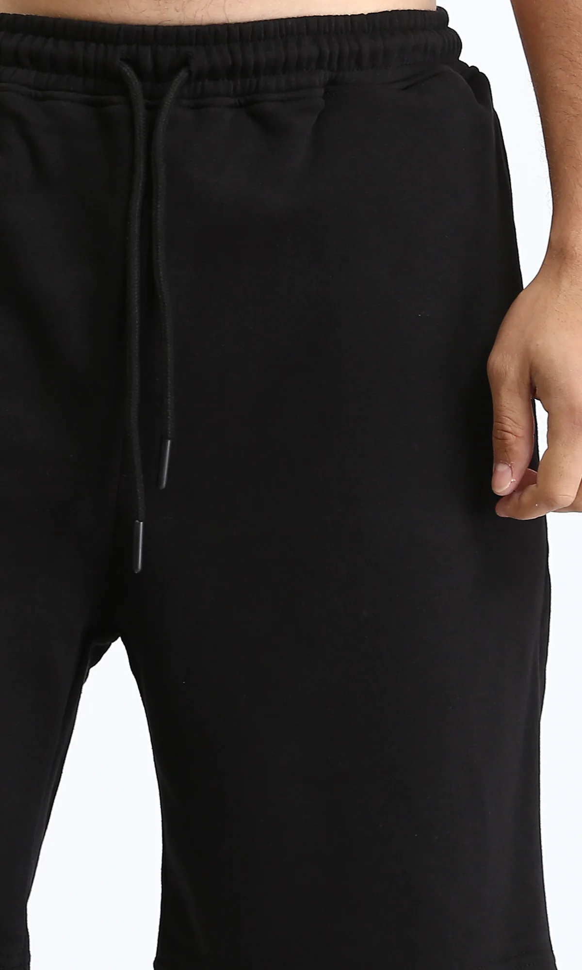 R208172 - Solid Cotton Slip On Shorts - Black - Image 3