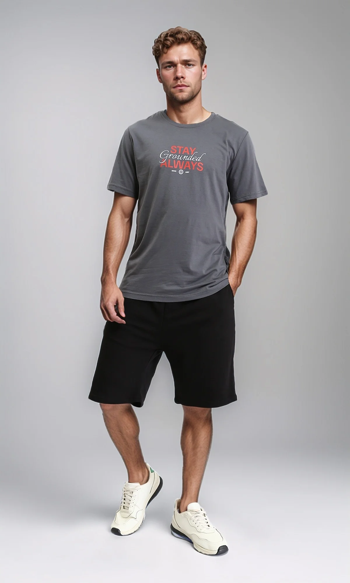 R208172 - Solid Cotton Slip On Shorts - Black - Image 5