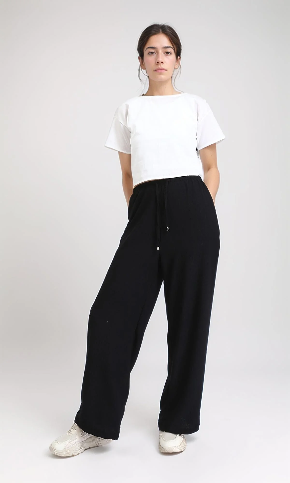 R209218 - Solid Cotton Tee with Back Fringes - White - Image 4