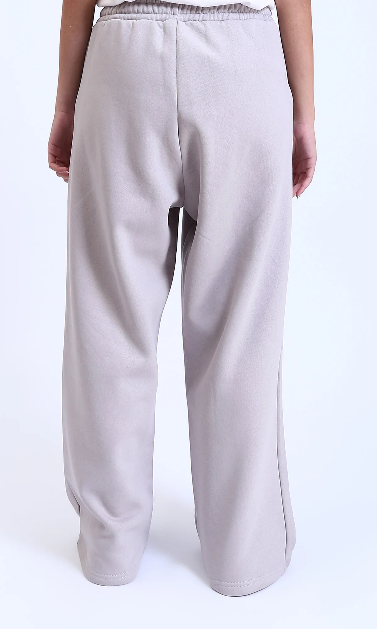R215219 - Solid Cotton Wide-Leg Pants - Light Grey - Image 2