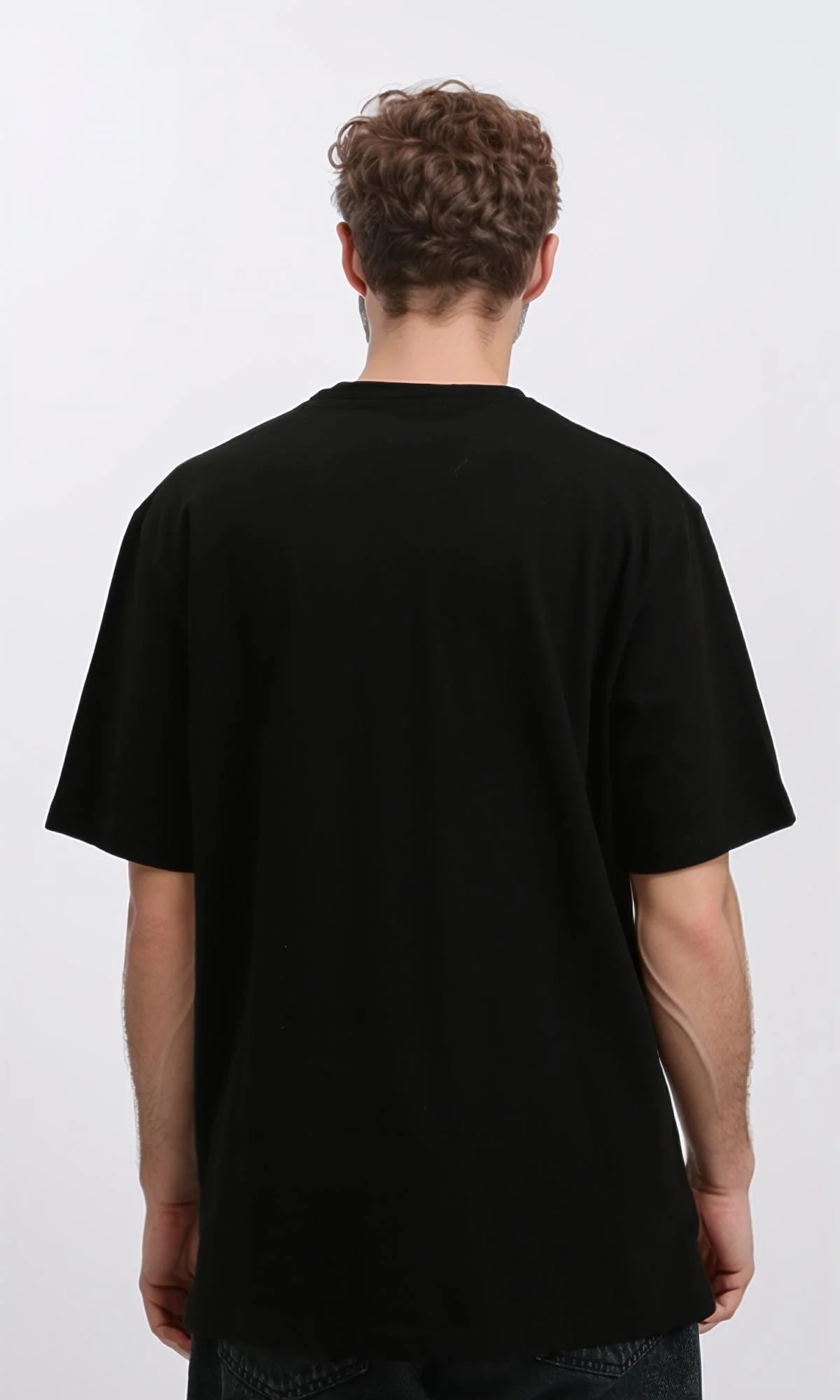 R215962 - Solid Crew Neck Relaxed Fit Tee - Black - Image 2