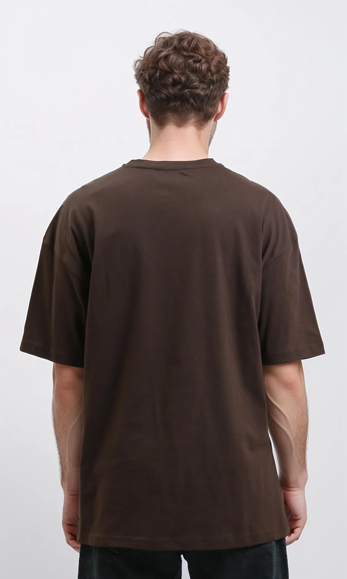 R216106 - Solid Crew Neck Relaxed Fit Tee - Burnt Brown - Image 2