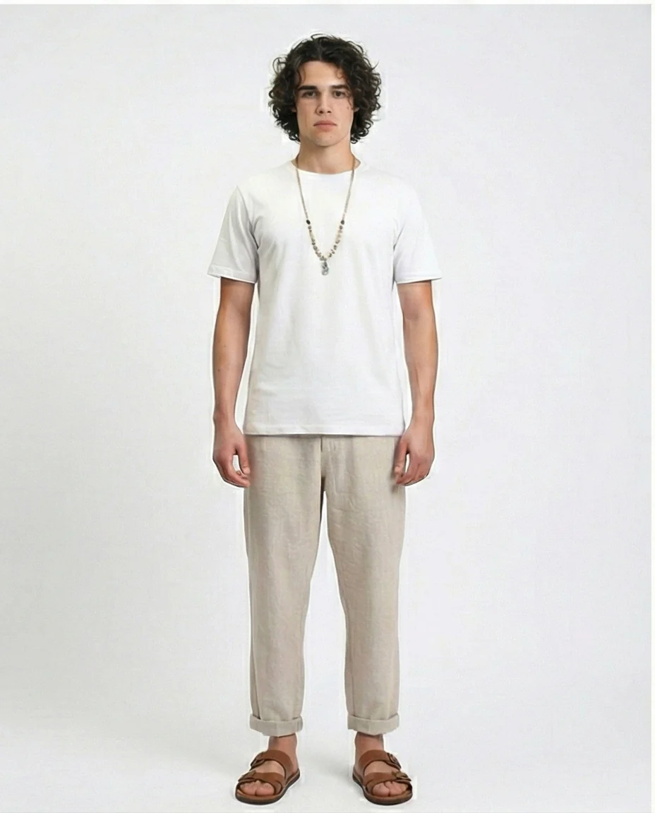 R215860 - Solid Crew Neck Short Sleeves Basic Tee - Light Grey - Image 4