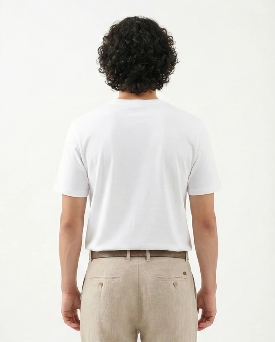 R215859 - Solid Crew Neck Short Sleeves Basic Tee - White - Image 2