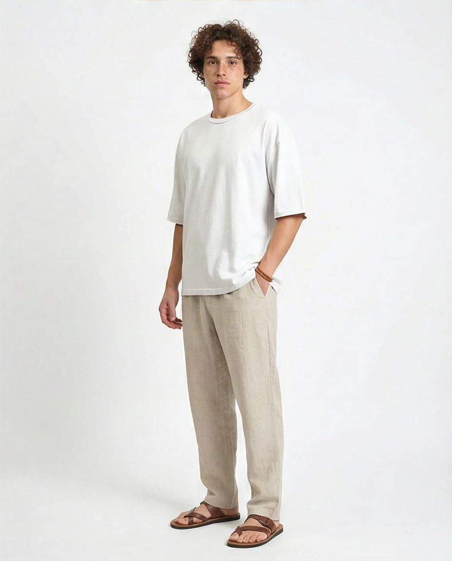 R215874 - Solid Elbow Sleeves Cotton Tee - Light Grey - Image 4