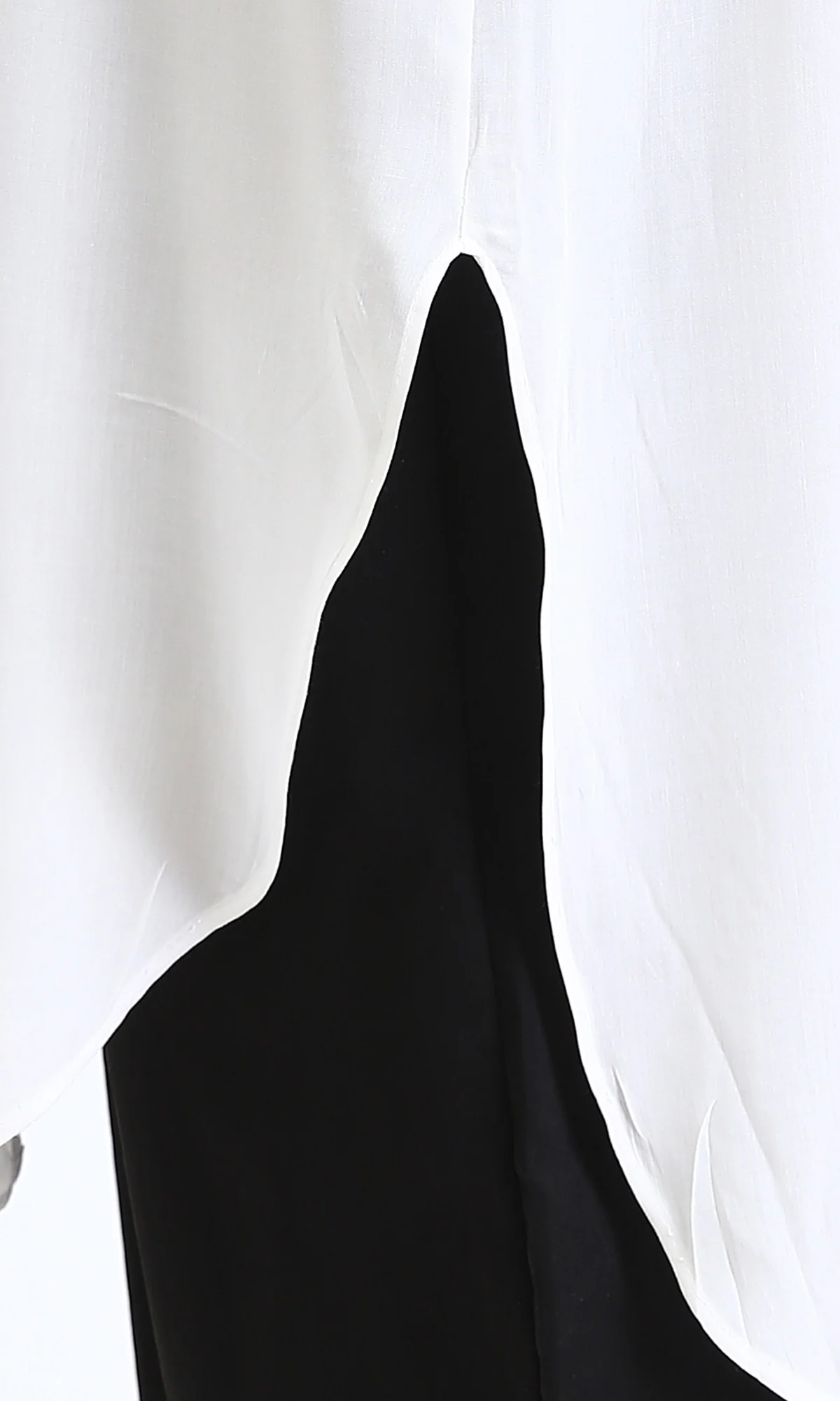 R205857 - Solid Long Shirt with Mandarin Collar - Off-White - Image 3