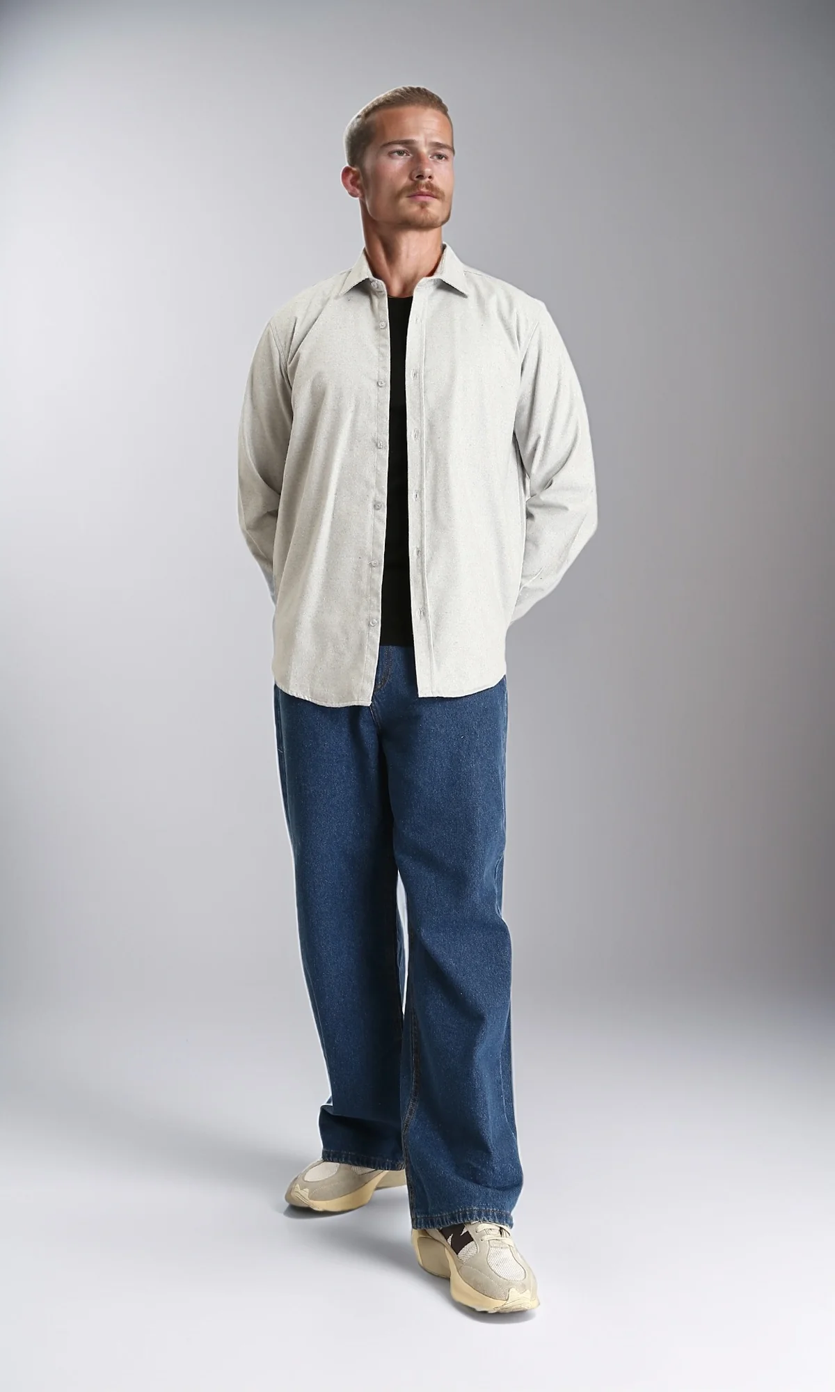 R214293 - Solid Regular Fit Long Sleeve Shirt - Grey - Image 5