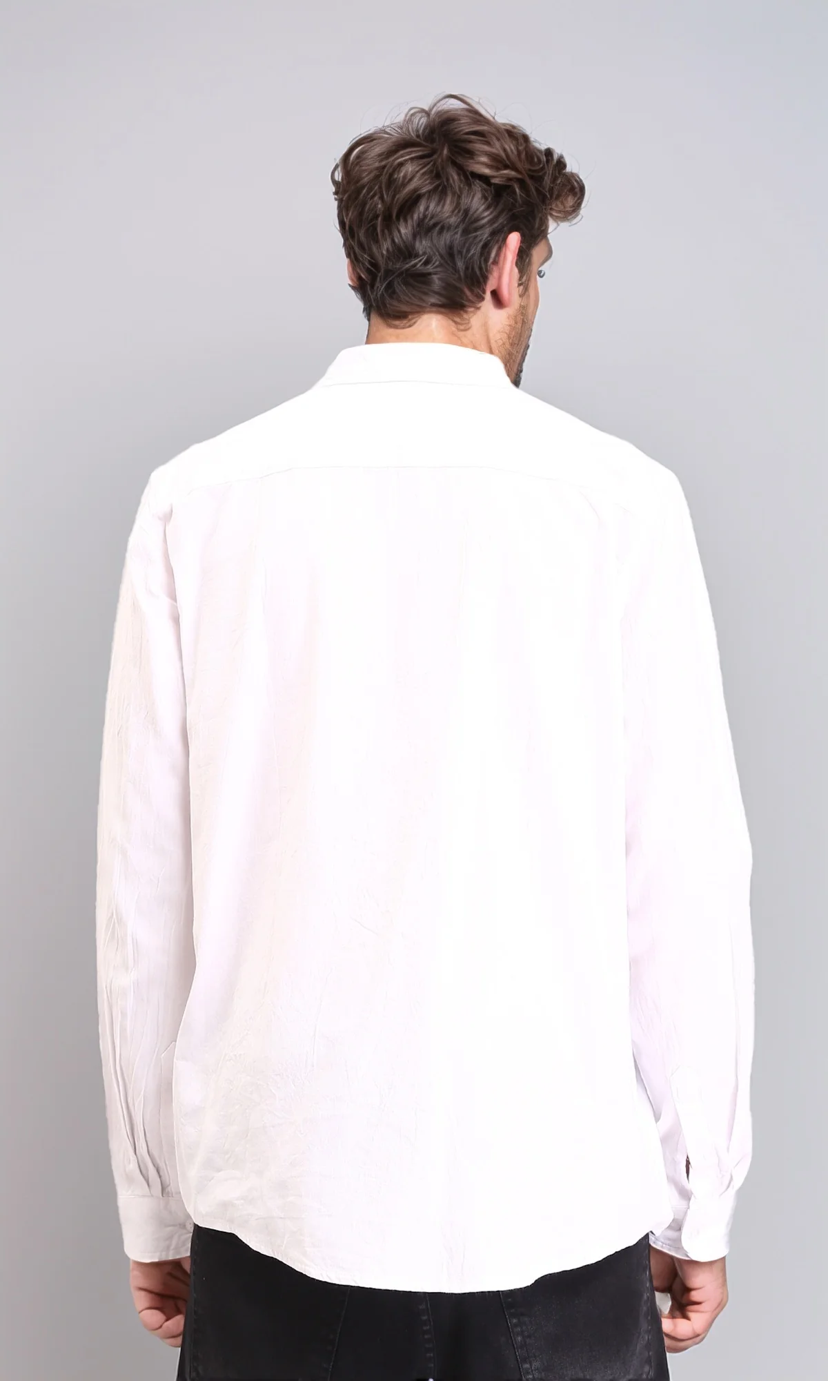 R206396 - Solid Regular Fit Long Sleeves Shirt - White - Image 2