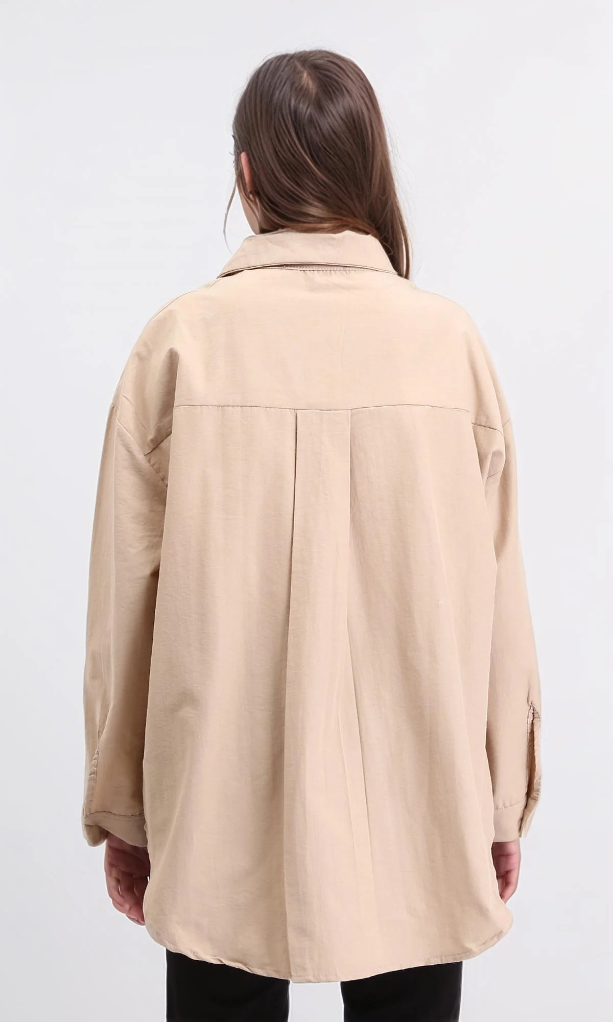 R209118 - Solid Shirt with Front Pockets - Light Coffee - Image 2