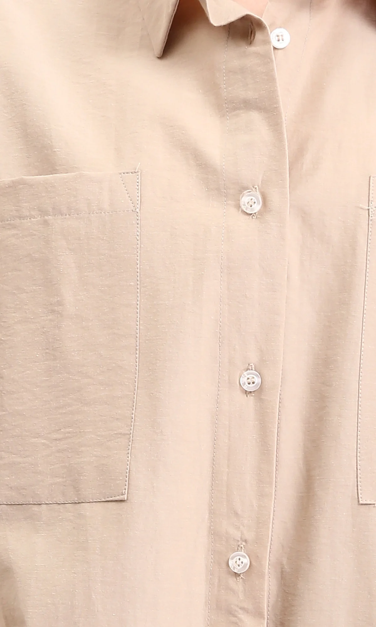 R209118 - Solid Shirt with Front Pockets - Light Coffee - Image 3