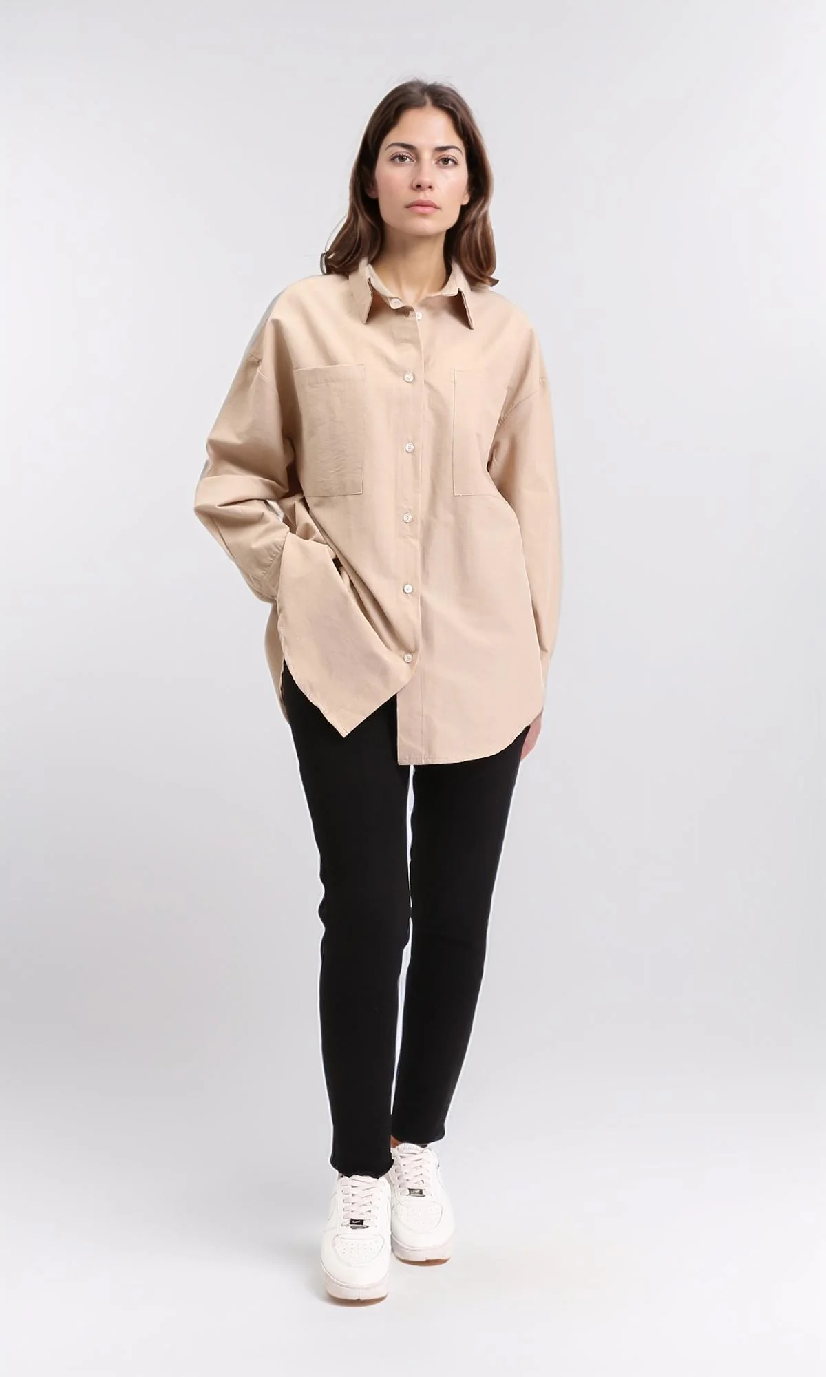 R209118 - Solid Shirt with Front Pockets - Light Coffee - Image 4