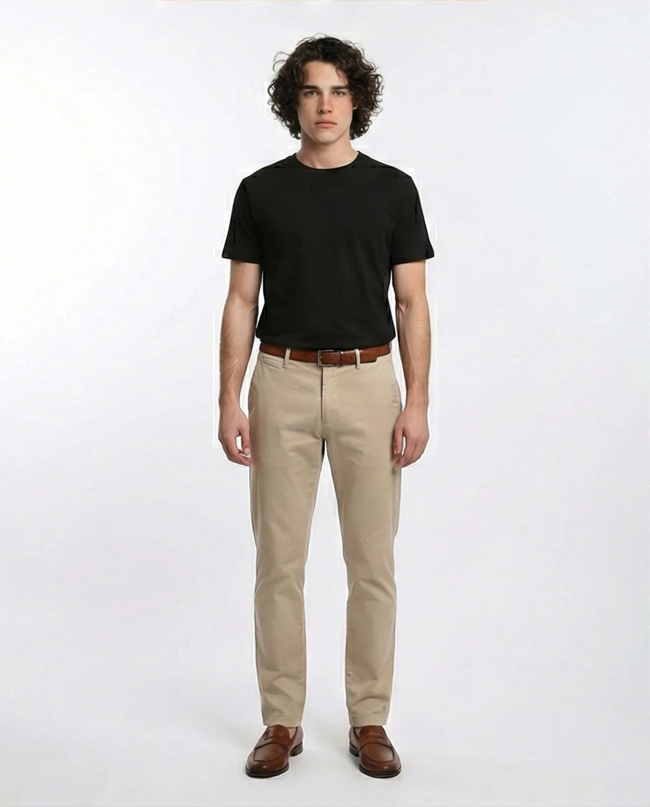 R215856 - Solid Short Sleeve Cotton Basic Tee - Black - Image 4