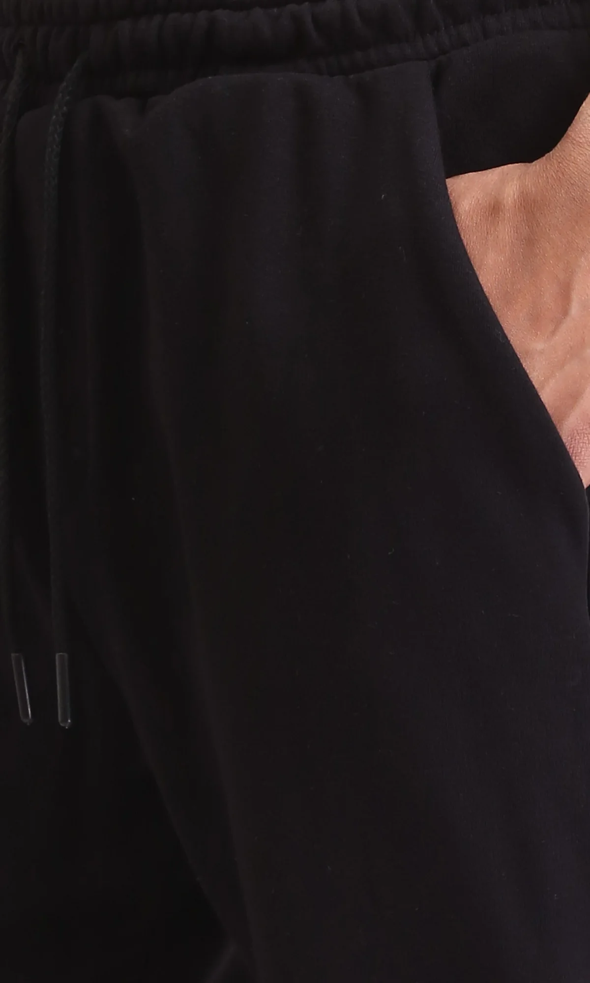 R208092 - Solid Slip On Pants with Hem - Black - Image 3