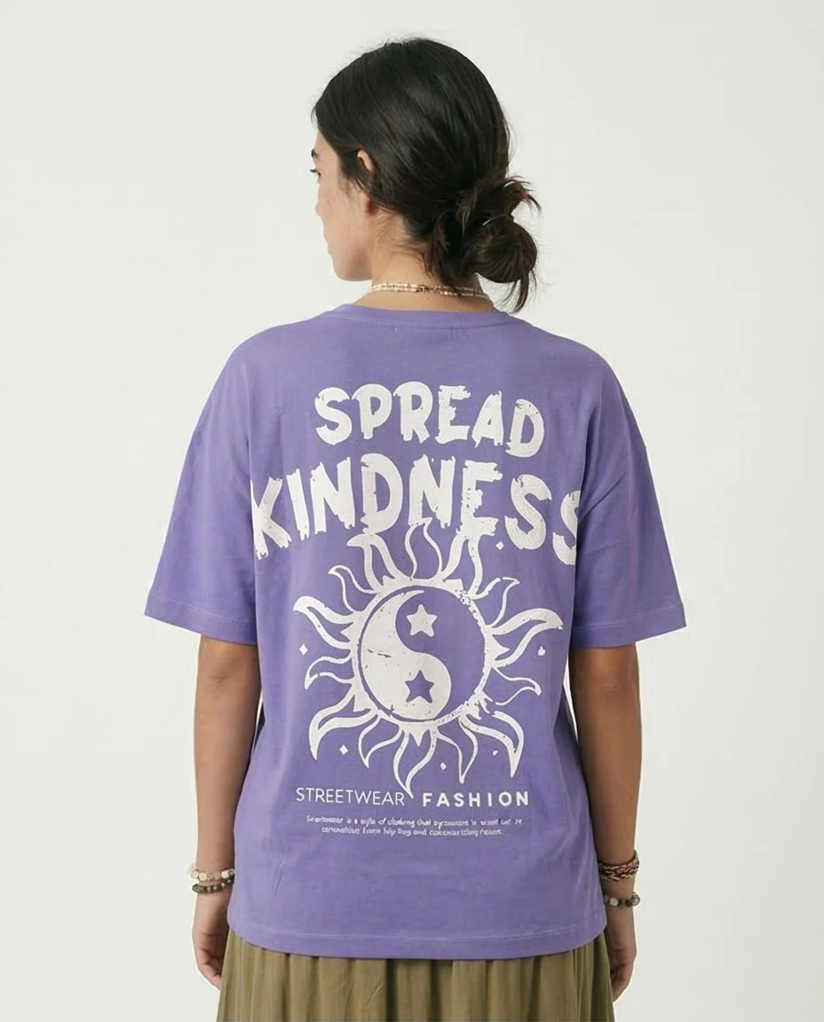 Ravin "Spread Kindness" Oversized Graphic T-Shirt – Purple - R204525 - Image 2