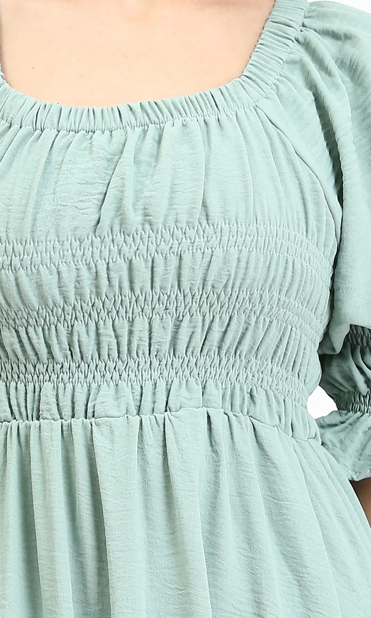 R207280 - Square Neck Slip On Summer Dress - Mint - Image 3