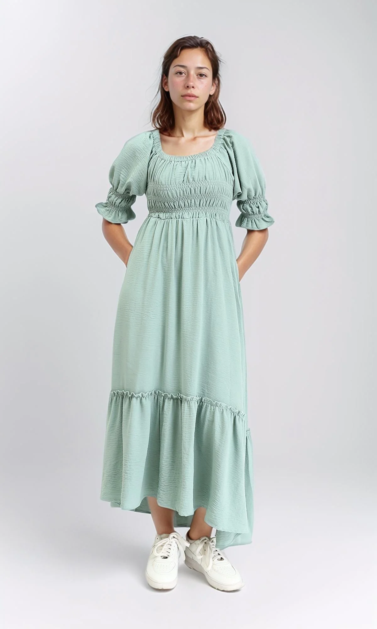 R207280 - Square Neck Slip On Summer Dress - Mint - Image 4