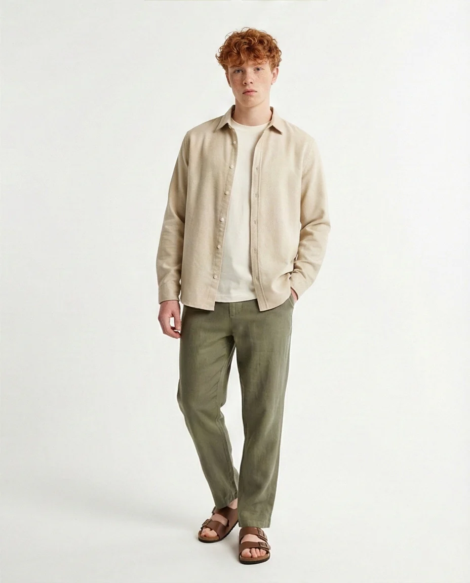 Stone Brushed Flannel Long Sleeve Shirt - O203064 - Image 3