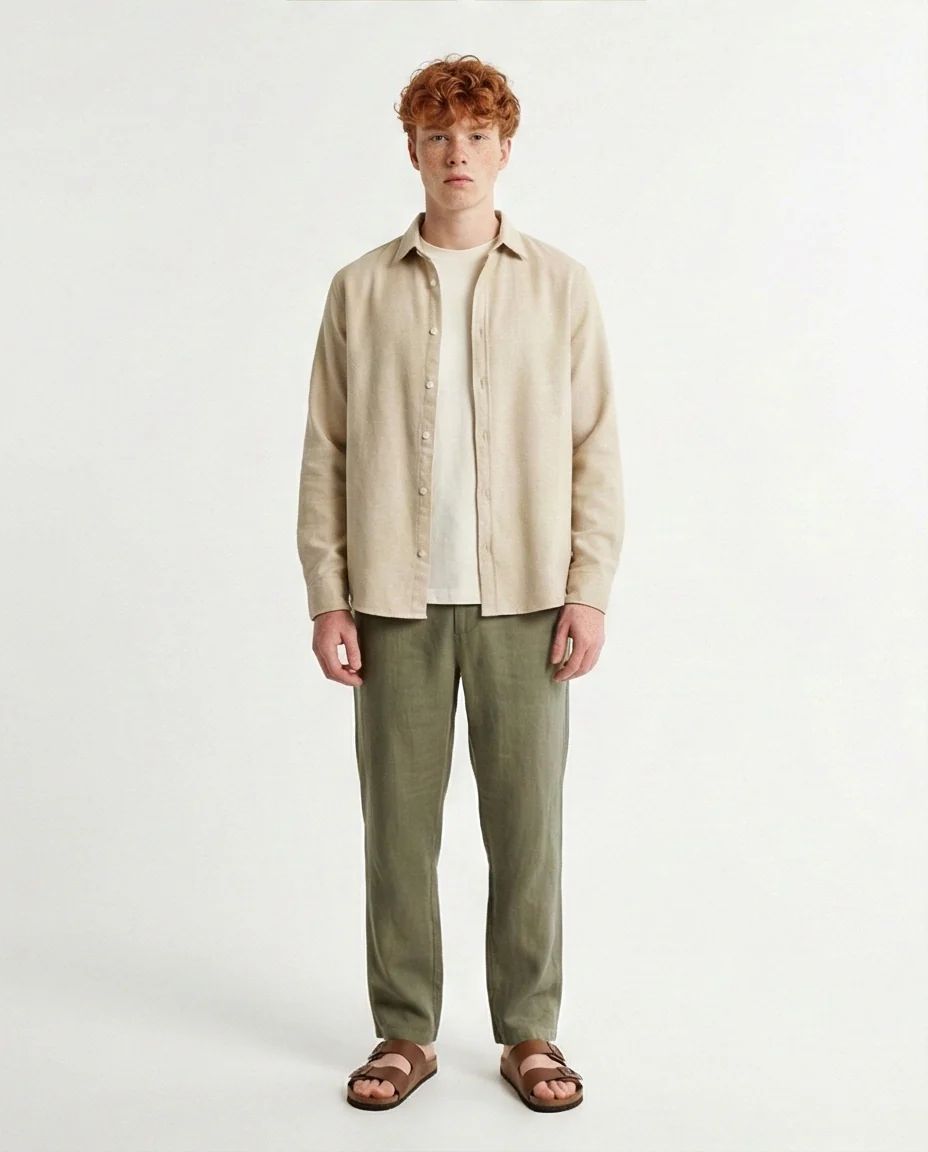 Stone Brushed Flannel Long Sleeve Shirt - O203064 - Image 4