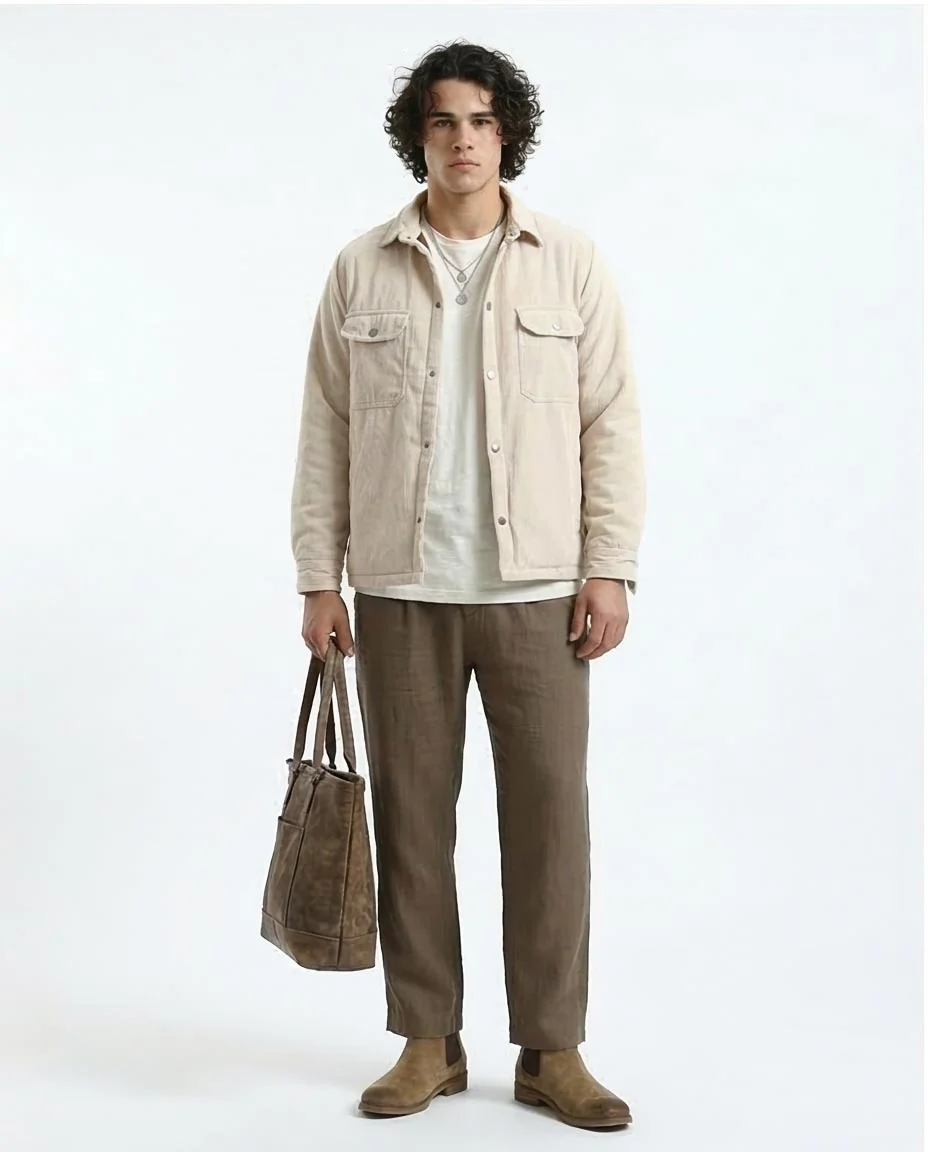 Stone Corduroy Snap-Front Shacket - O180571 - Image 3