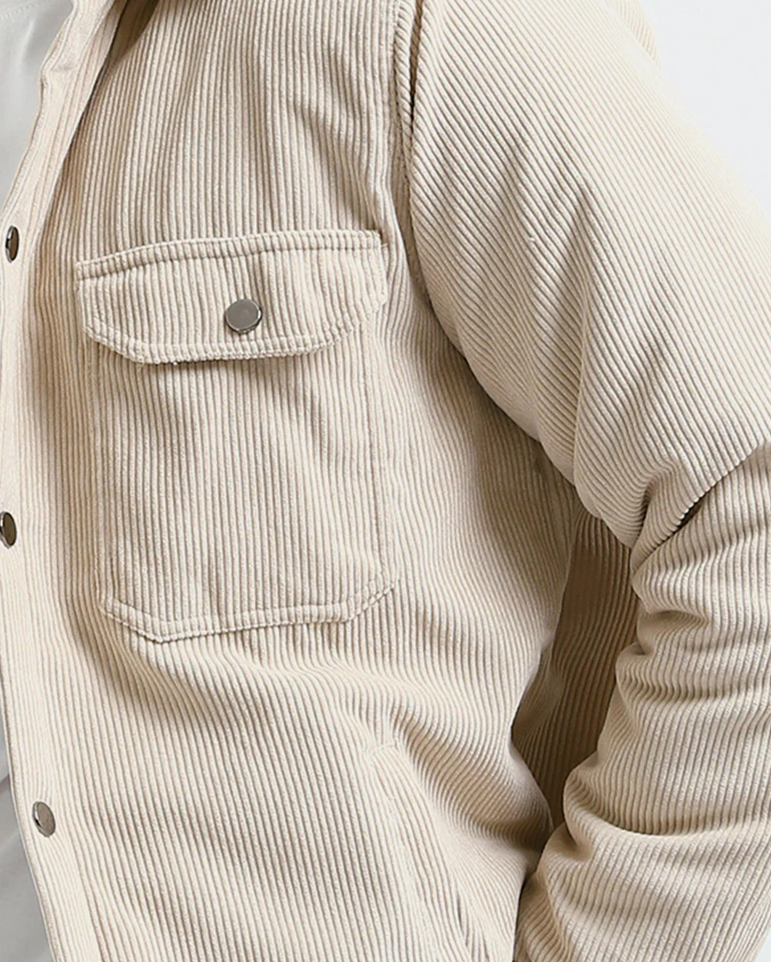 Stone Corduroy Snap-Front Shacket - O180571 - Image 4