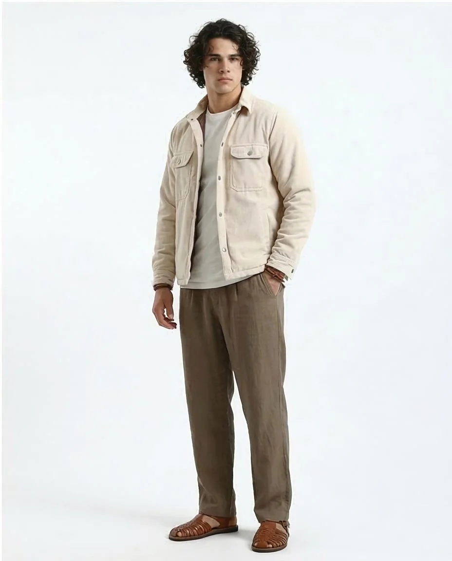 Stone Corduroy Snap-Front Shacket - O180571 - Image 5